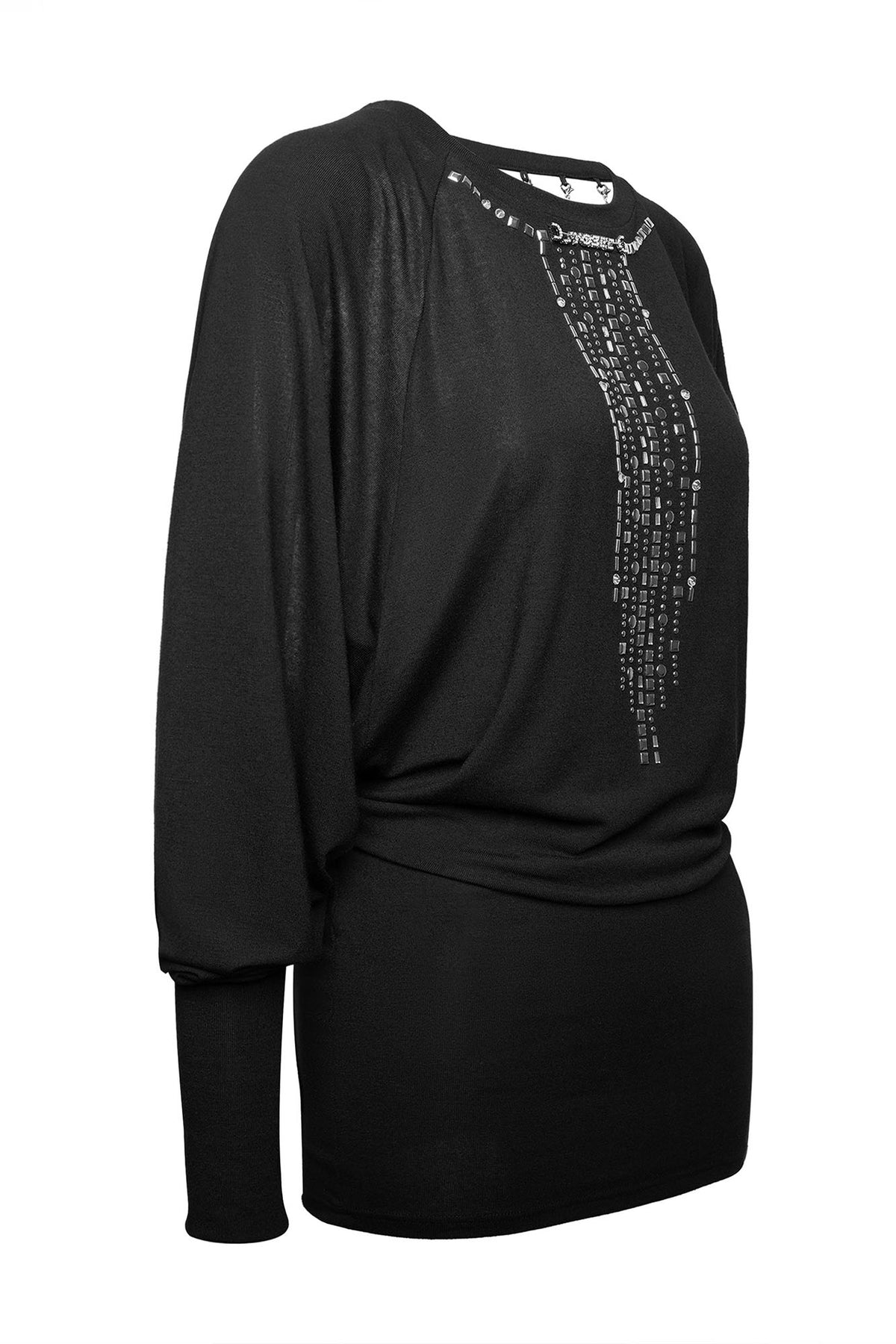 JYOSEI Chain-Embellished Open-Back Bodycon Dress