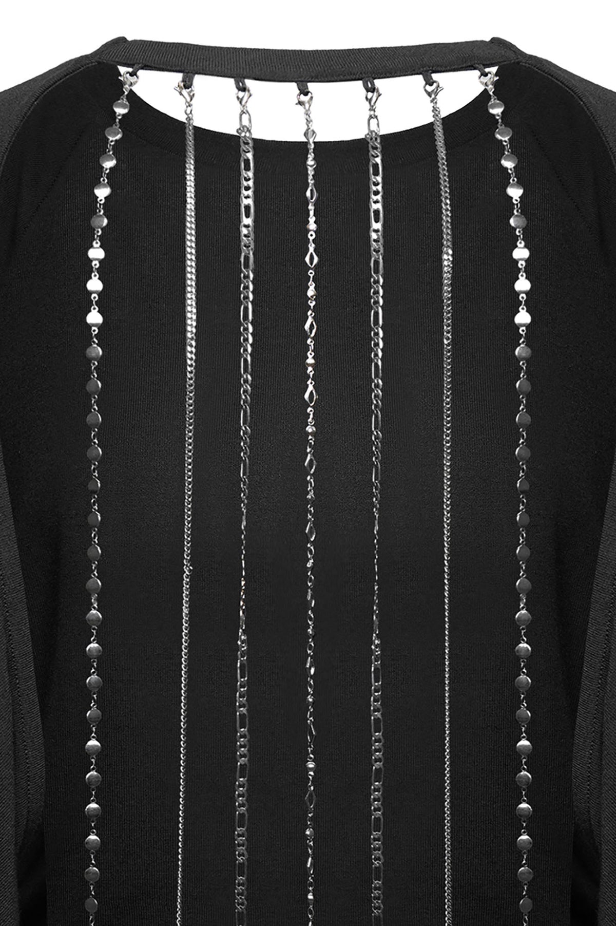 JYOSEI Chain-Embellished Open-Back Bodycon Dress