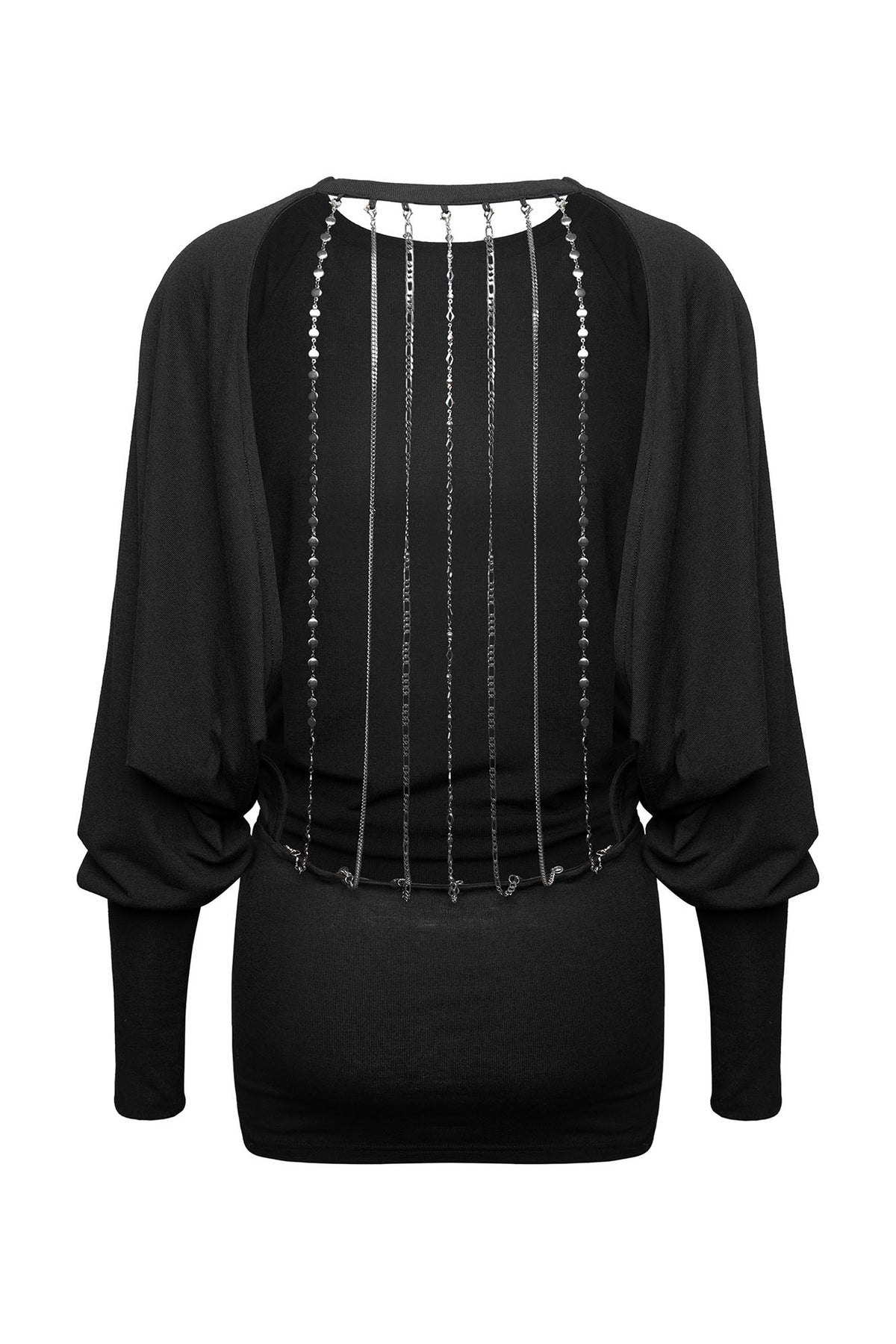 JYOSEI Chain-Embellished Open-Back Bodycon Dress