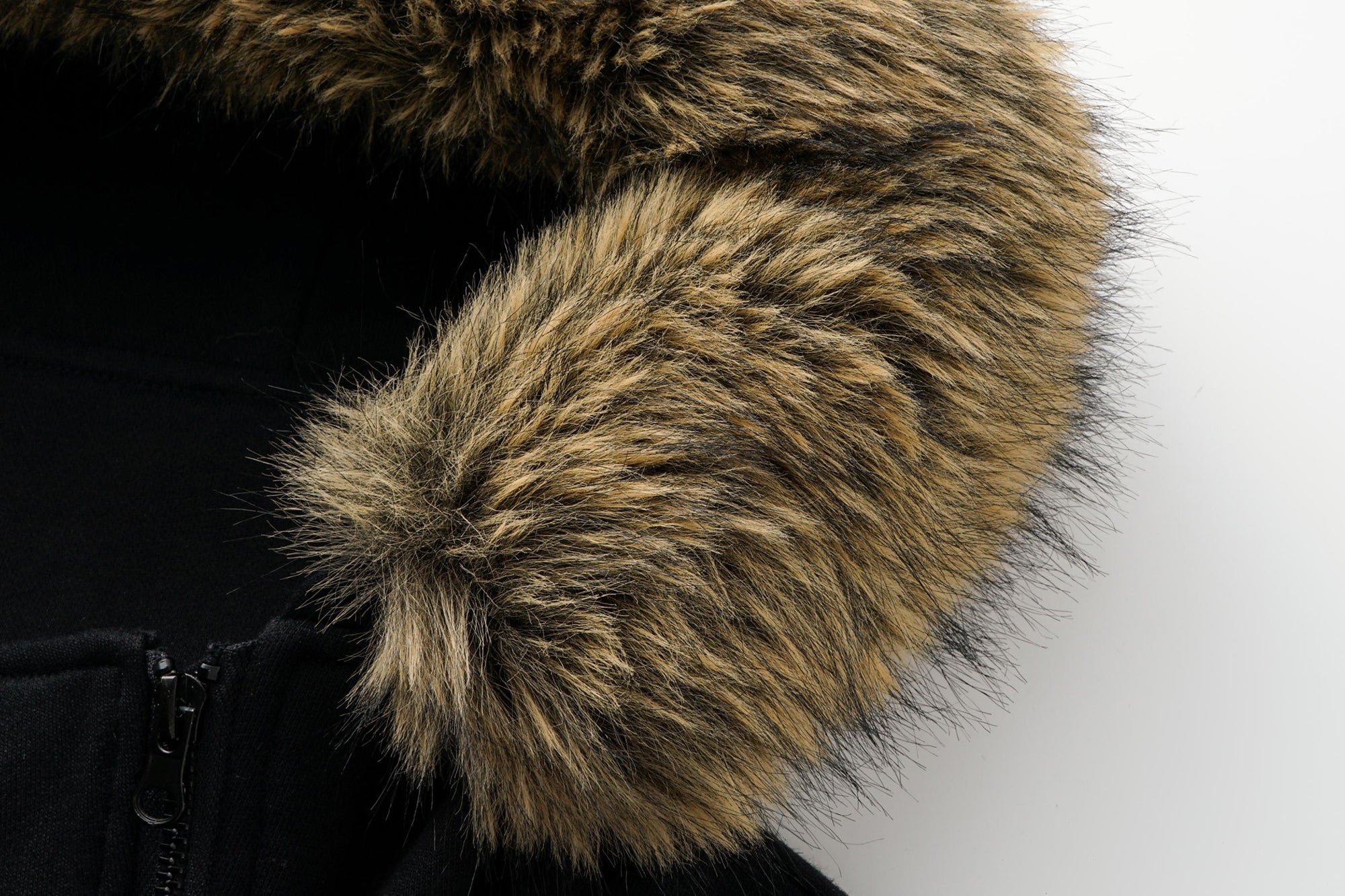 OINIMI Double-Breasted Asym Zip Faux Fur Hoodie