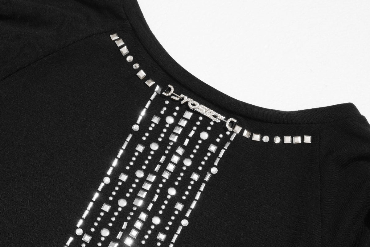 JYOSEI Chain-Embellished Open-Back Bodycon Dress
