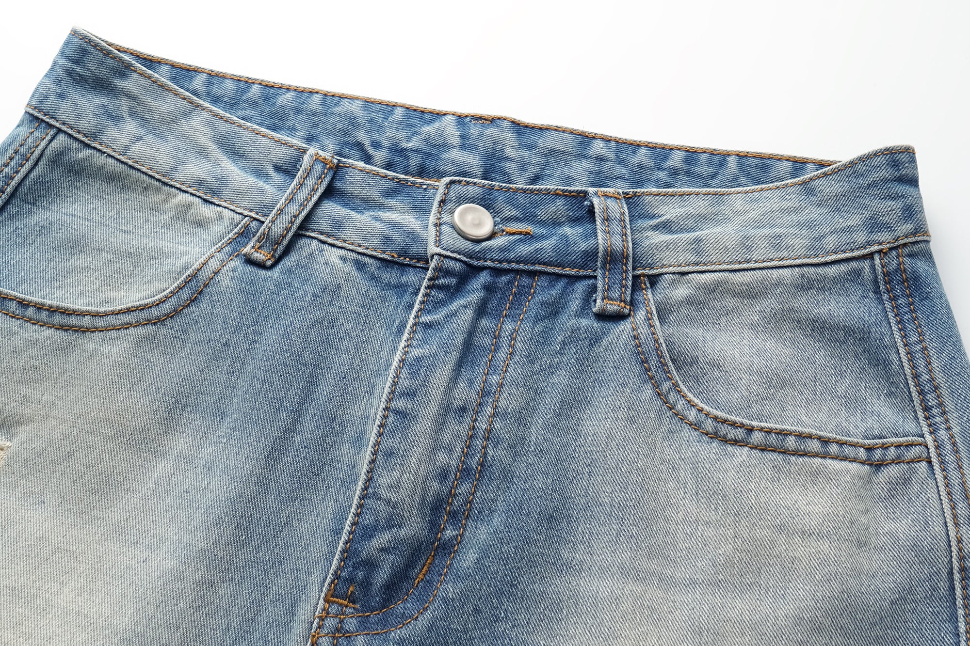 OINIMI Distressed Washed Wide-Leg Jeans