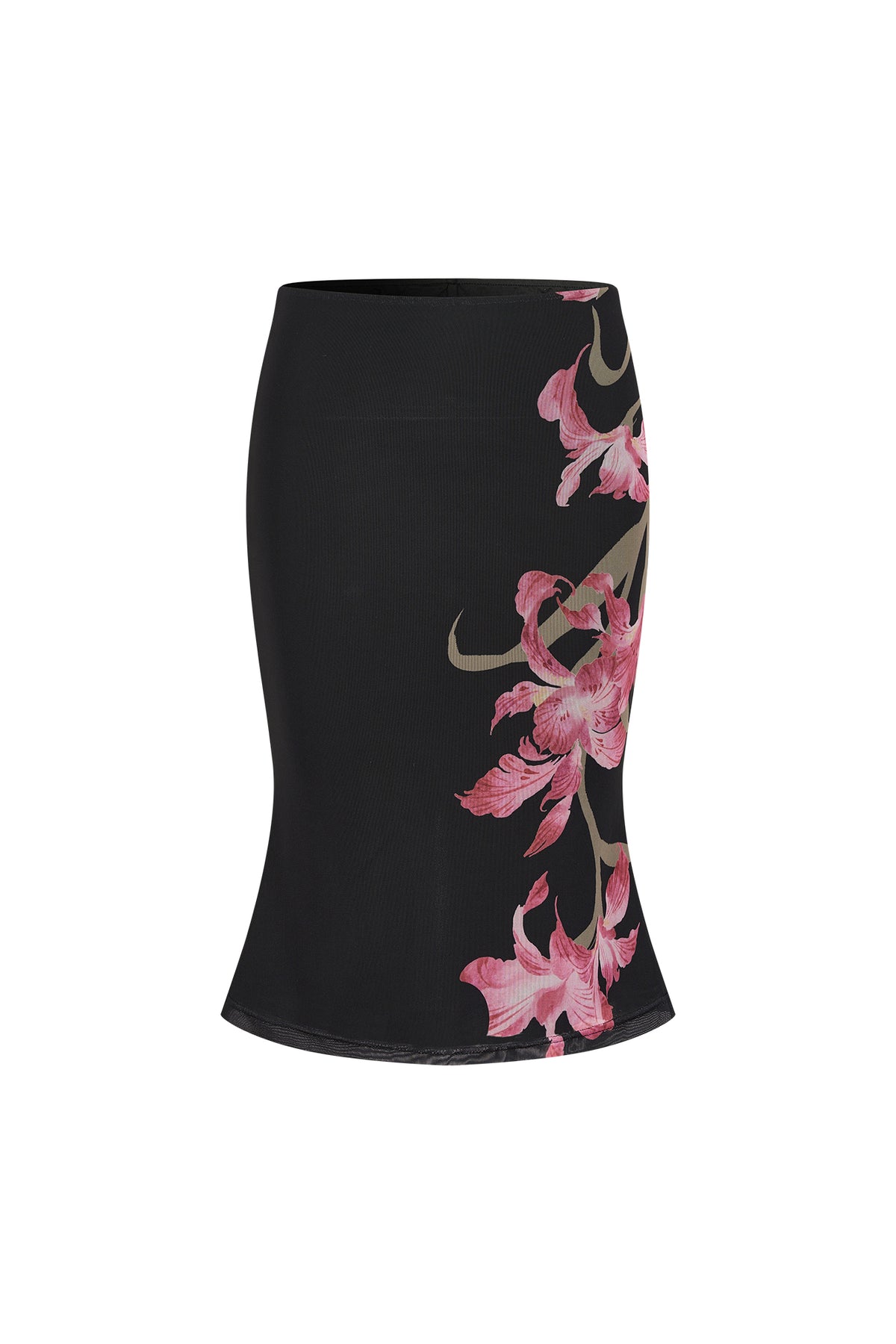 HIIMDAI Floral Frog-Button Qipao Top & Midi Skirt Set