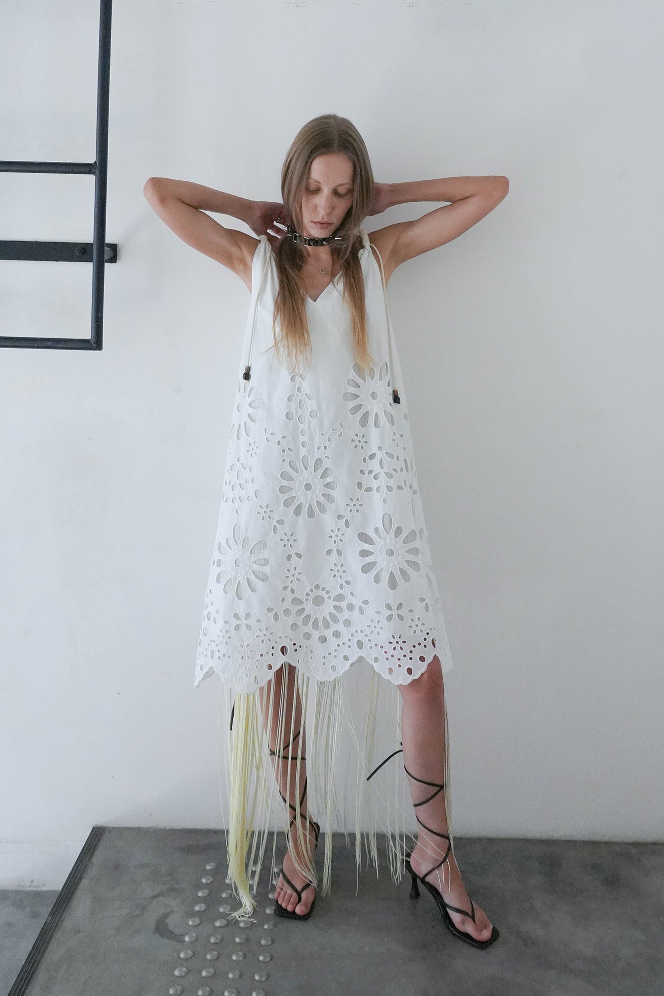 JIUWU PARK Reversible Floral Eyelet Slip Dress