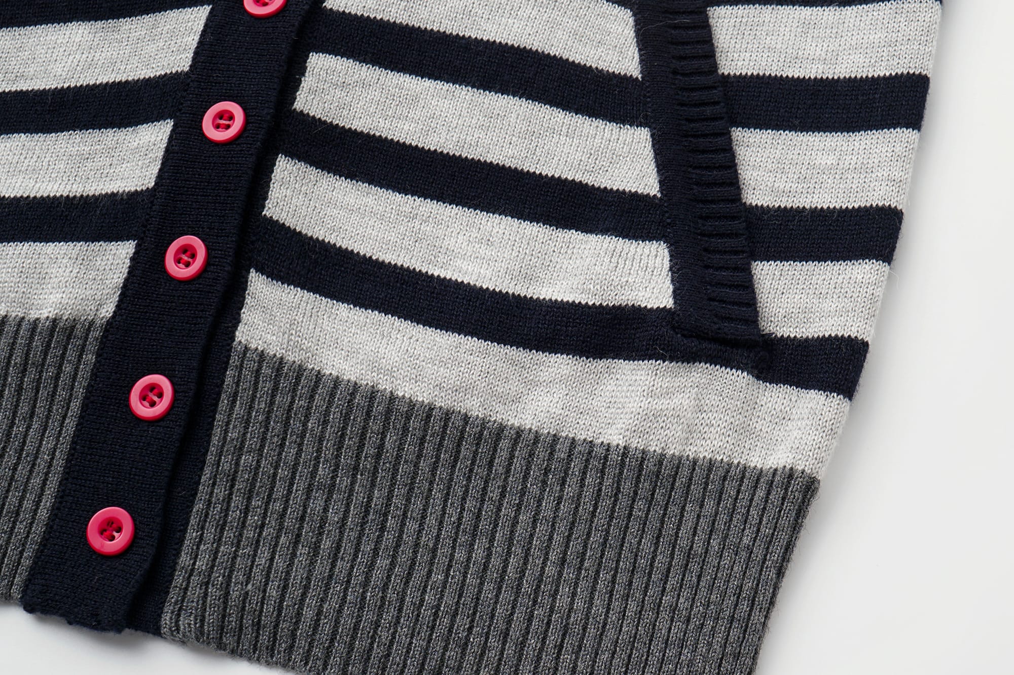 OINIMI Striped Hooded Contrast-Button Cardigan