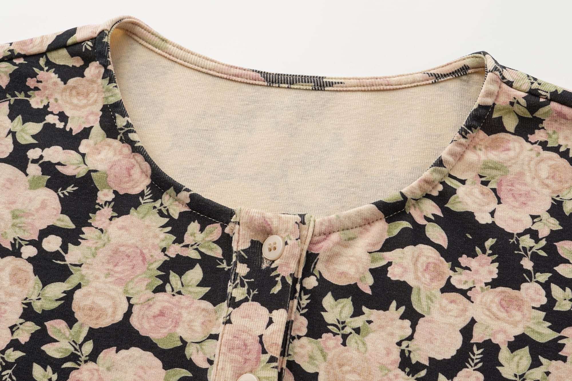 OINIMI Full-Print Floral Henley Cardigan