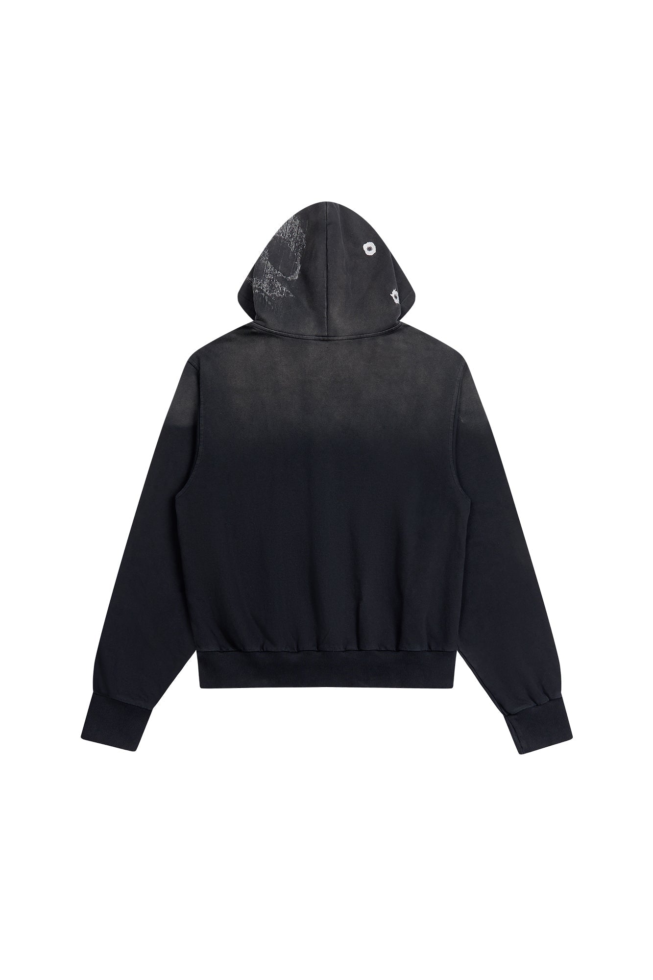 SAVAGEGROWTHWORLD Bullet Hole Graphic Washed Zip-Up Hoodie, premium urban and streetwear designers apparel on PROJECTISR.com, SAVAGEGROWTHWORLD