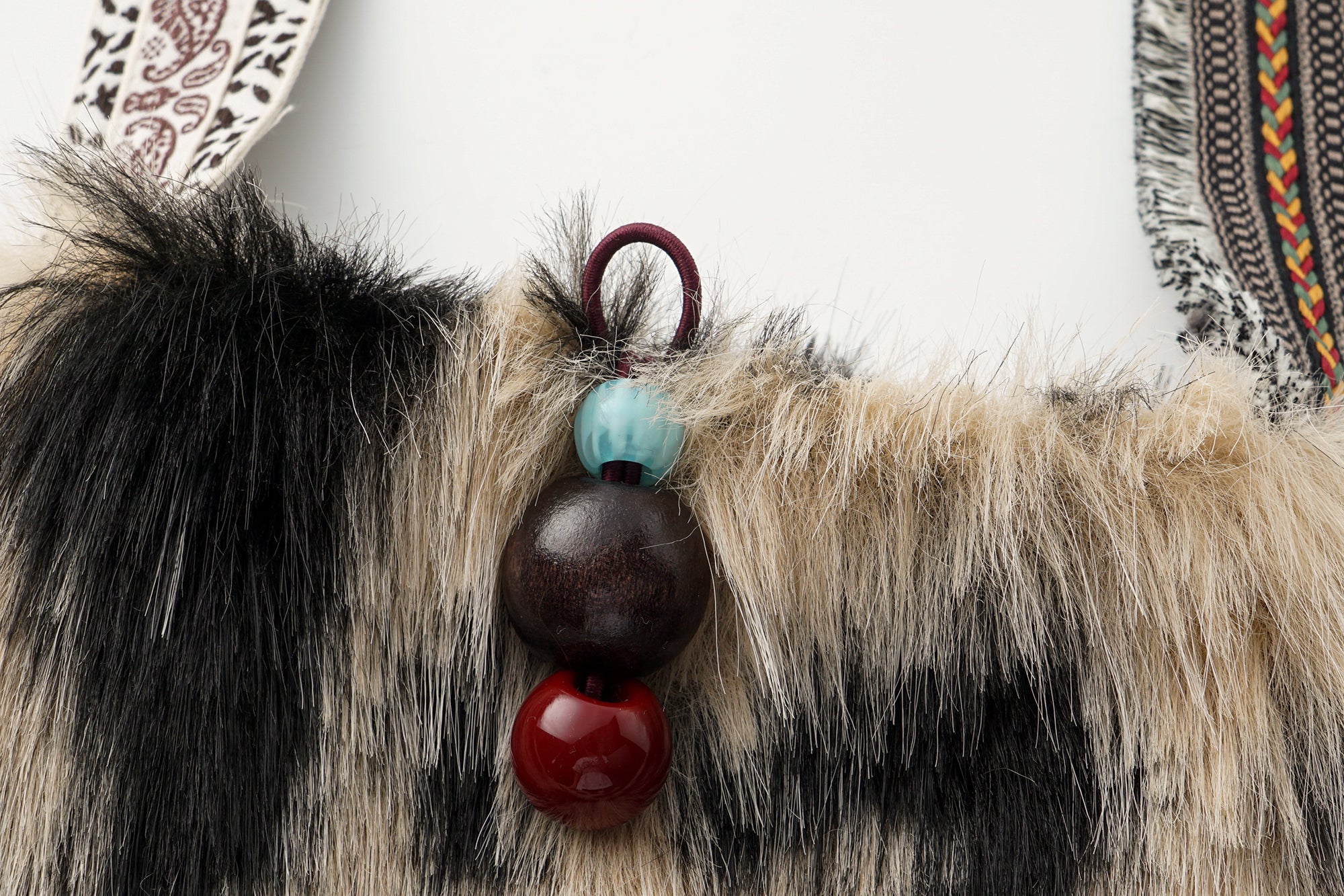 OINIMI Tribal-Strap Leopard Faux-Fur Crossbody Bag