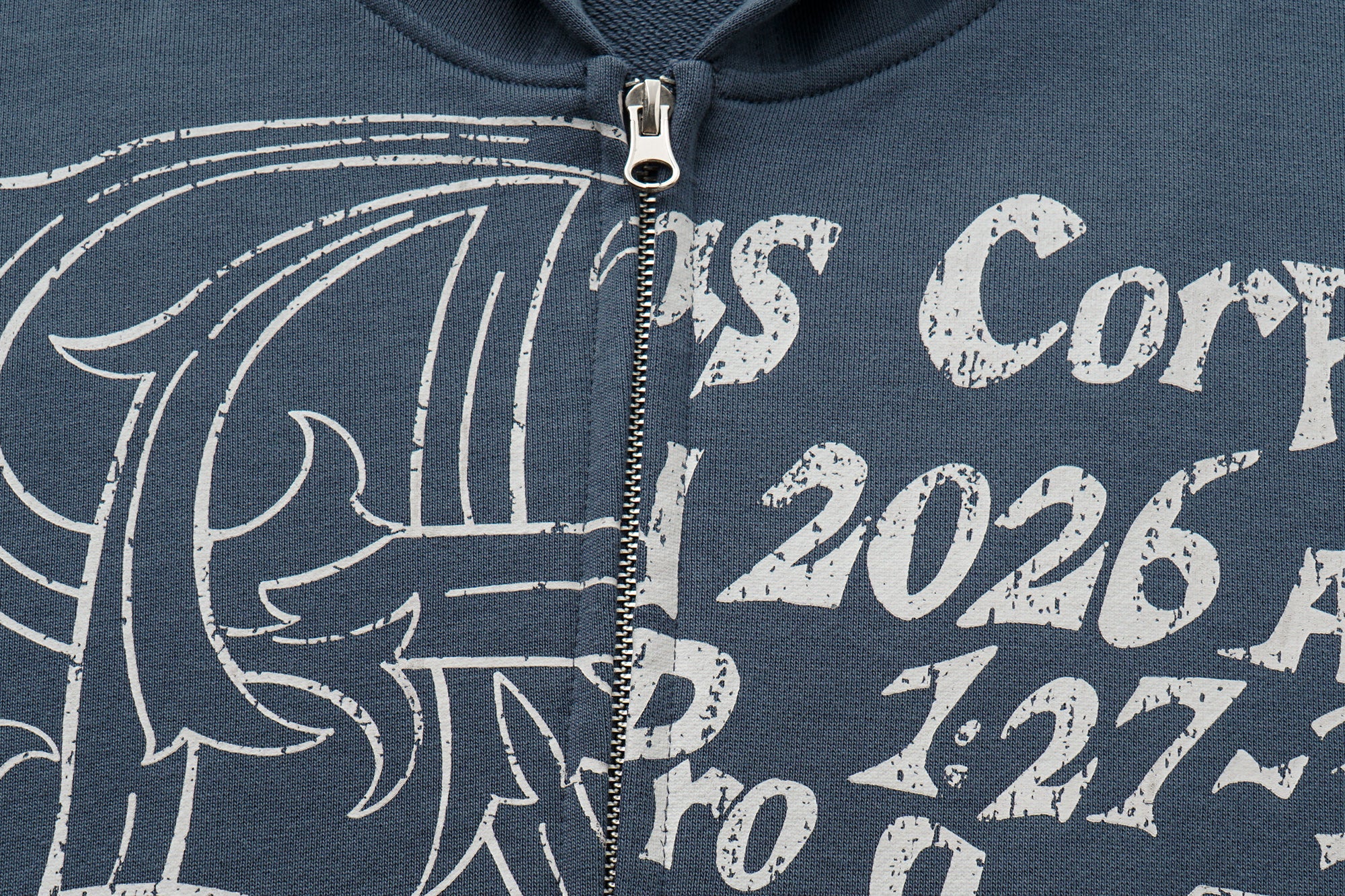 OINIMI Faded Graphic Zip-Up Hoodie