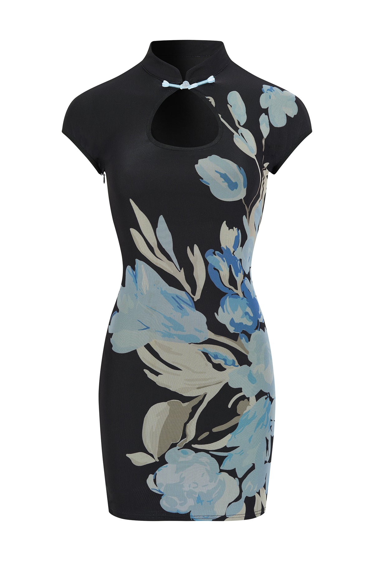 HIIMDAI Porcelain Cut-Out Qipao Mini Dress