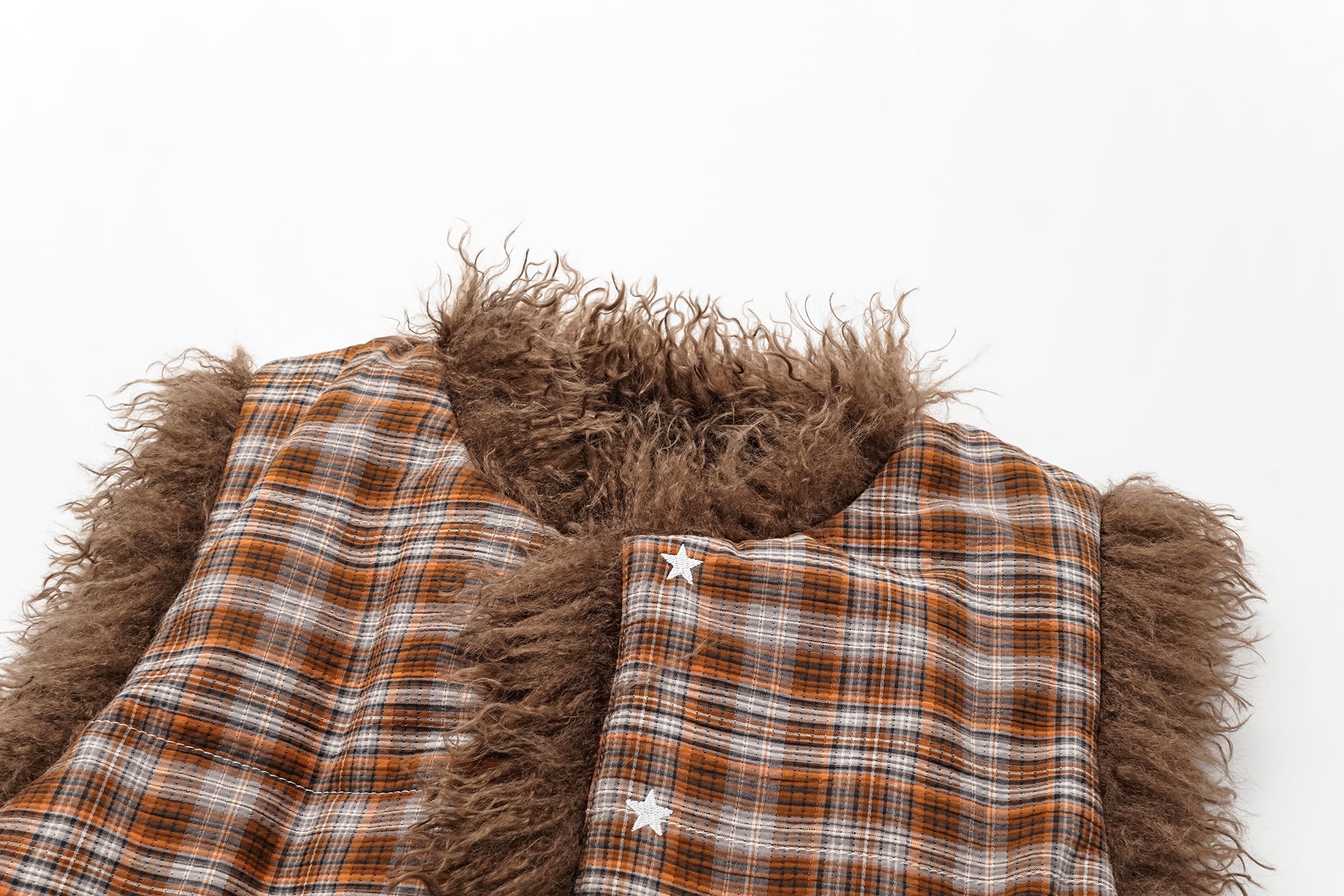 OINIMI Reversible Plaid-Lined Faux Fur Vest