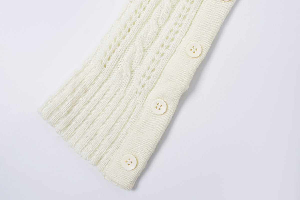 FAYCHUI Cable-Knit Cut-Out Ruffle-Hem Slim Sweater