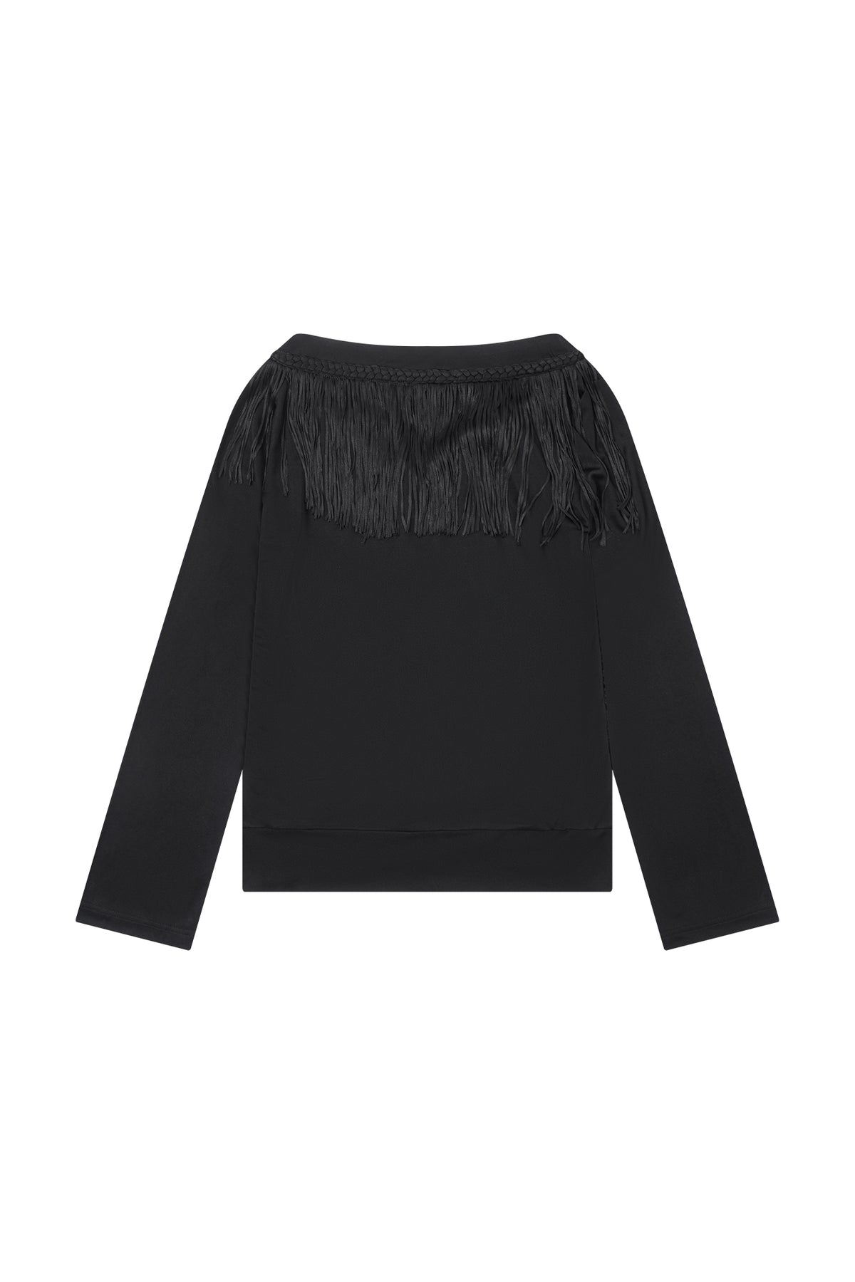 FAYCHUI Diamond Fringe Pleated Long-Sleeve Tee