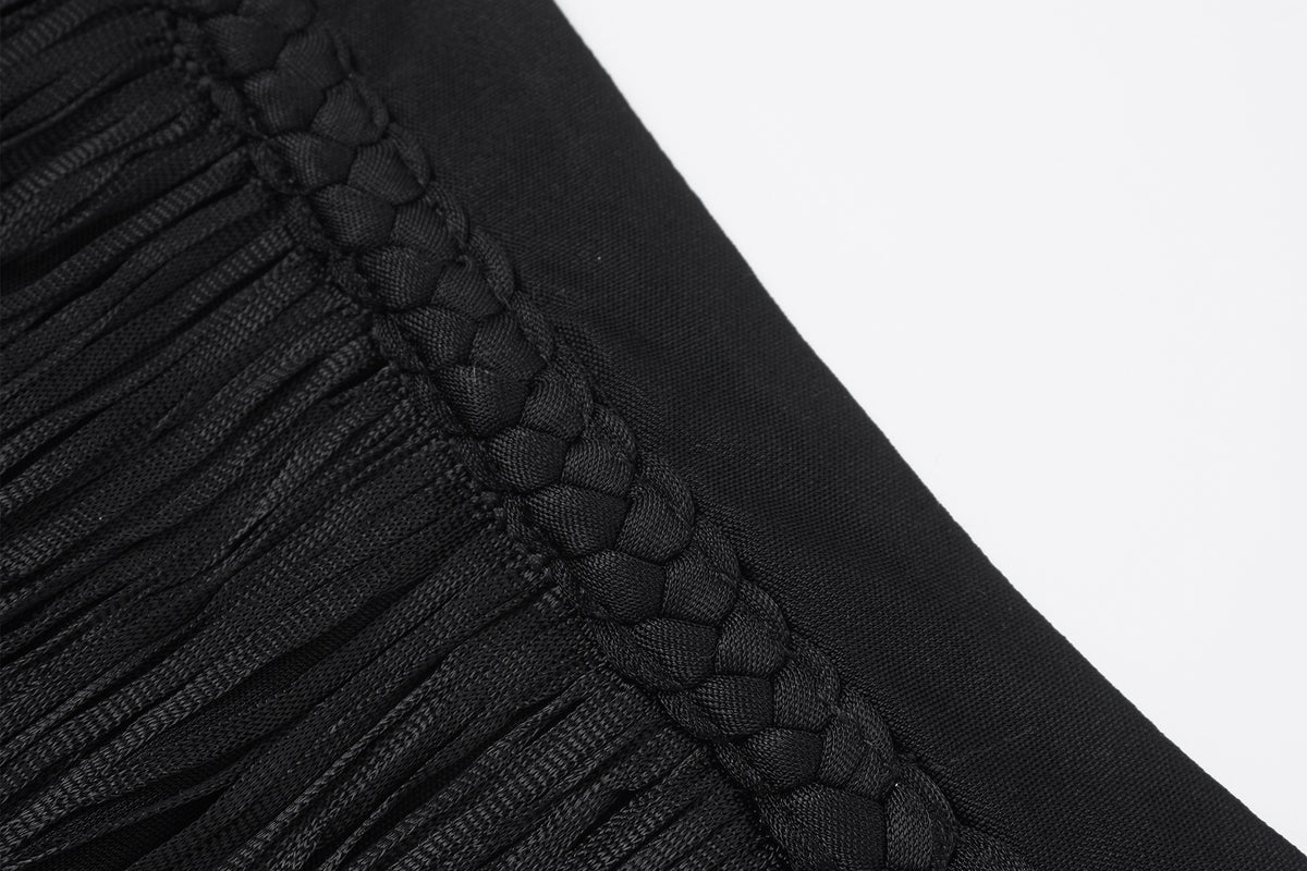 FAYCHUI Diamond Fringe Pleated Long-Sleeve Tee