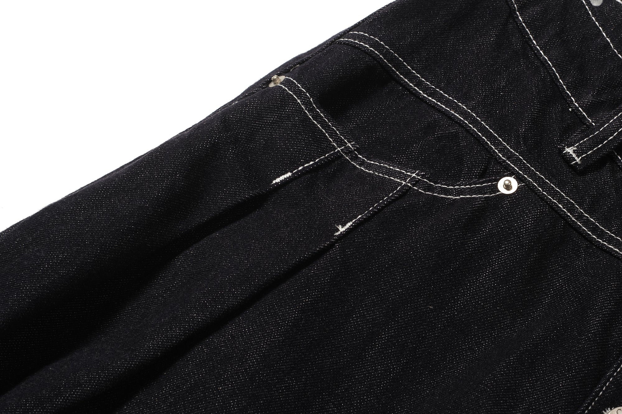 COSTUSTOOT Button-Fly Pleated Wide-Leg Jeans