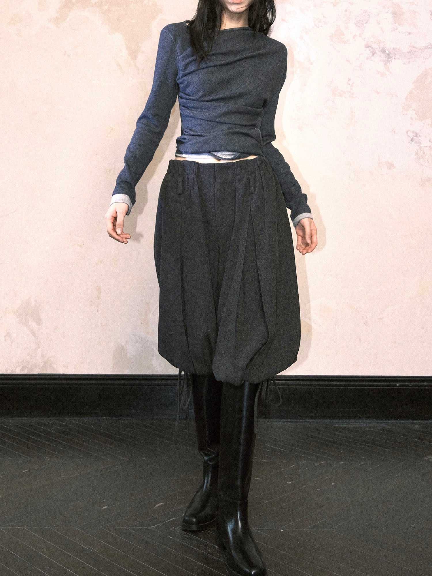 WHYNOTDANCE Pleated Drawstring Tencel-Wool Riding Culottes