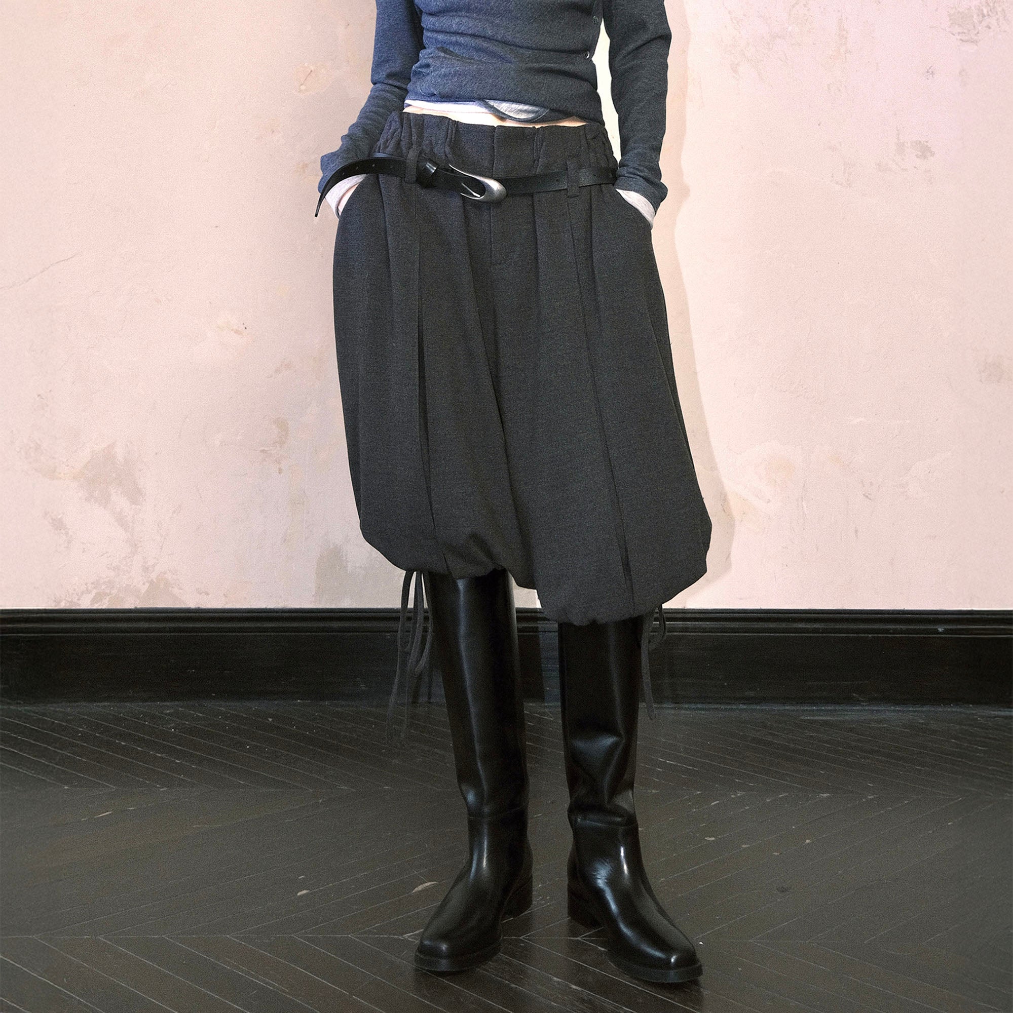 WHYNOTDANCE Pleated Drawstring Tencel-Wool Riding Culottes