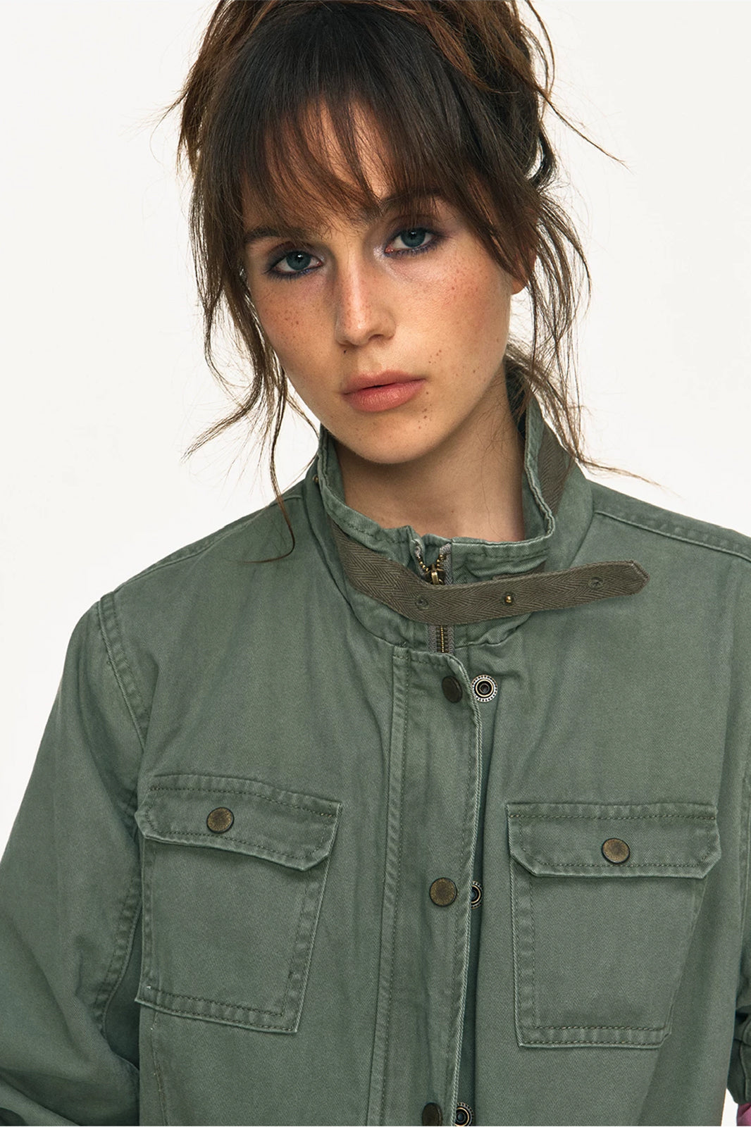ANTENNA EFFECT Washed Multi-Pocket Zip-Up Jacket