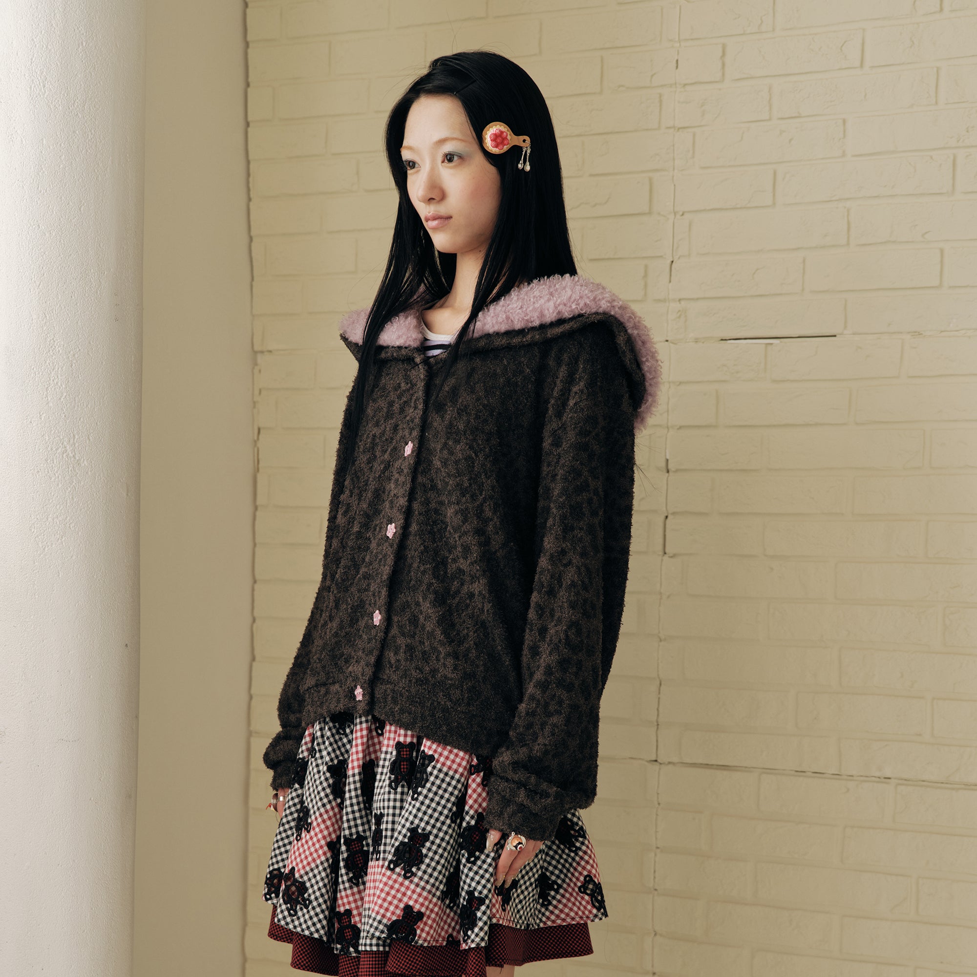 HAVEAMEAL Detachable Collar Leopard Full-Print Jacket