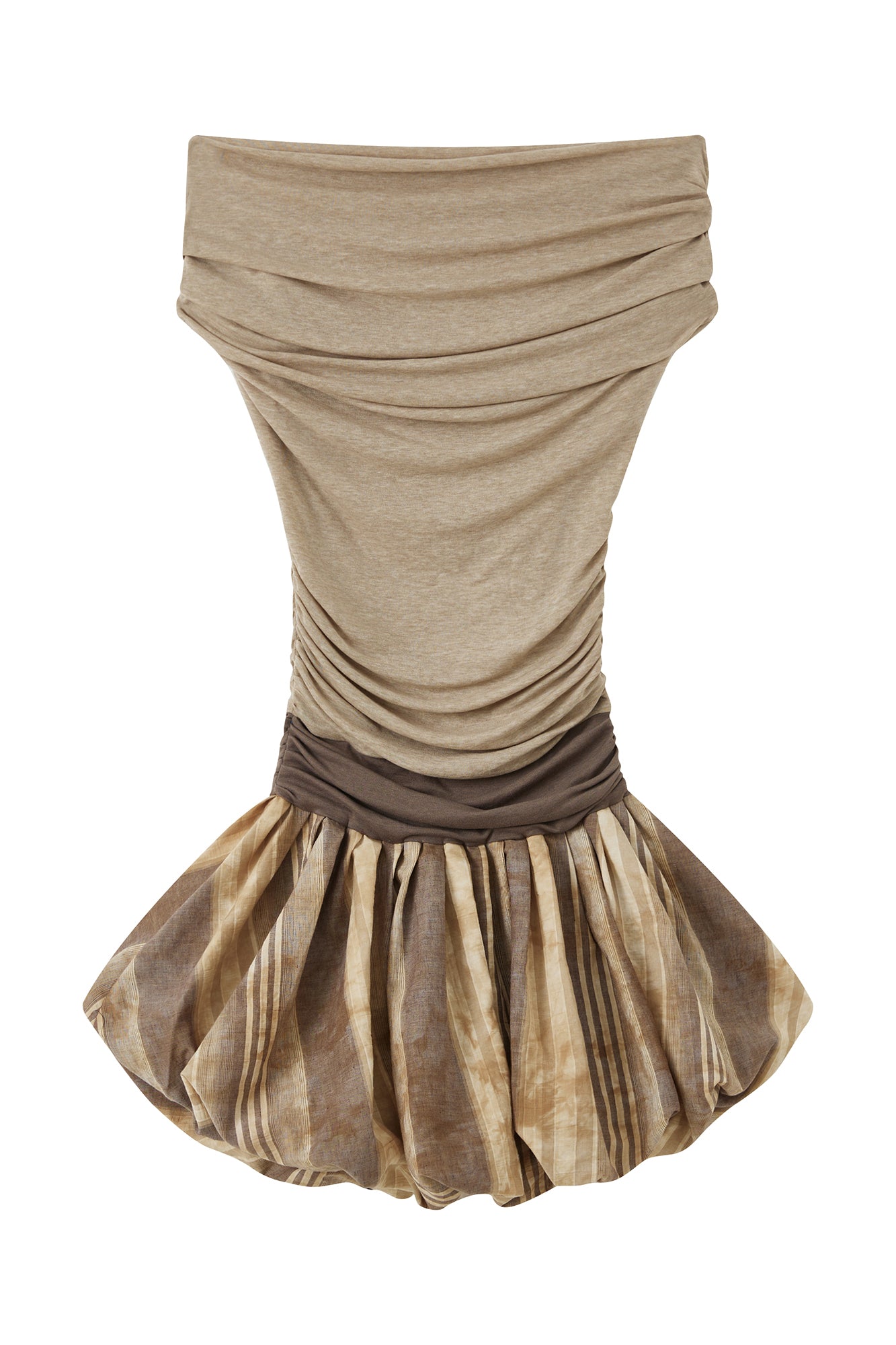 VERSION9 Off-Shoulder Ruched Bubble-Hem Mini Dress