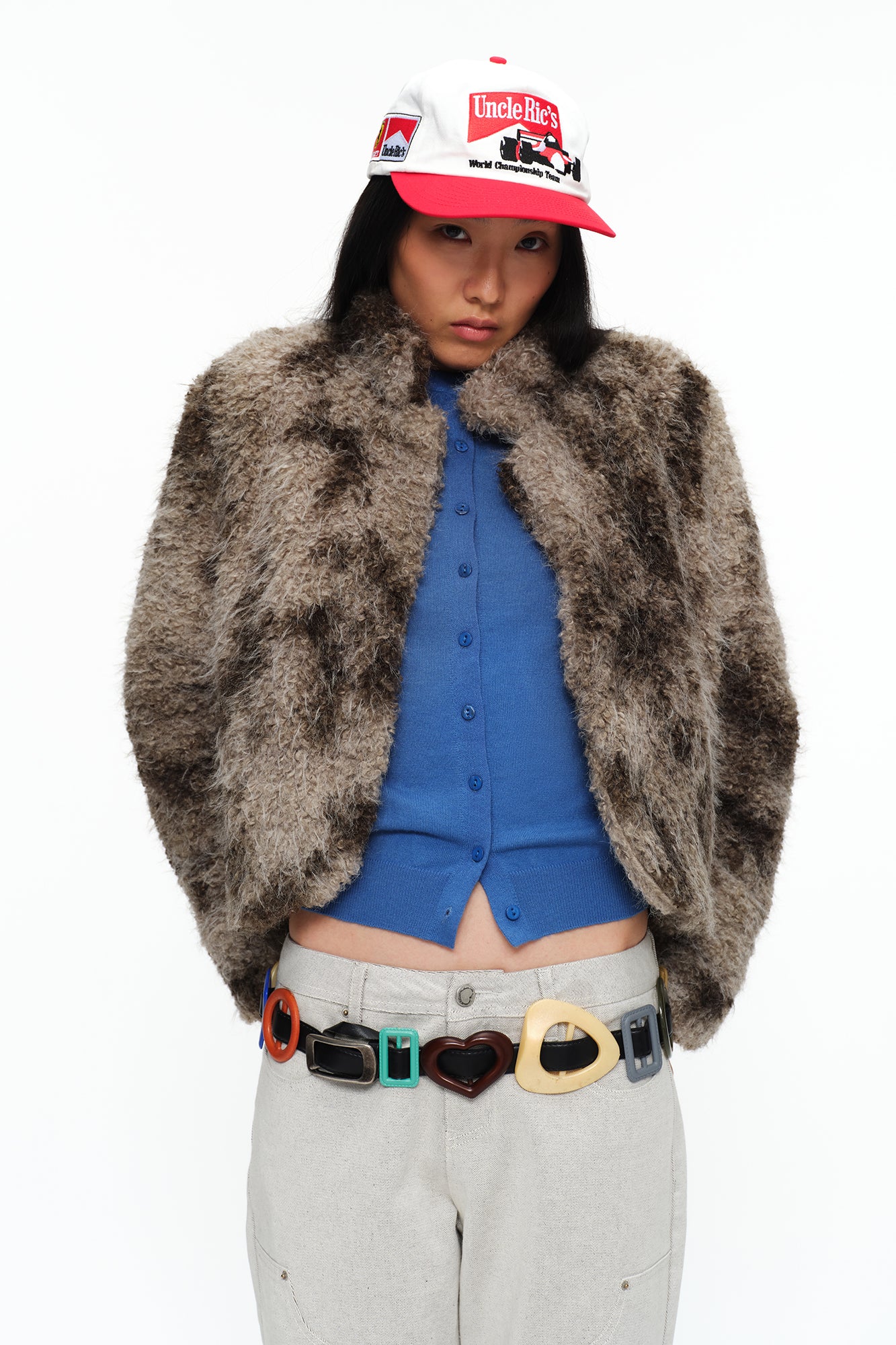 OINIMI Shaggy Tie-Dyed Cropped Jacket