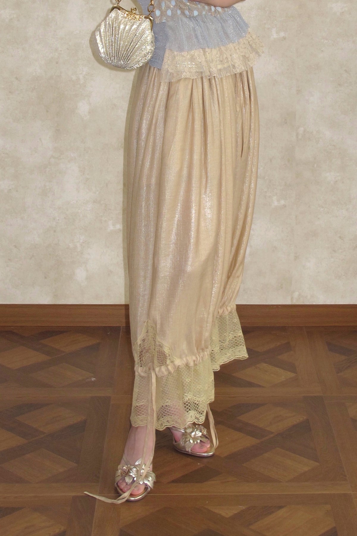 ANNIE ARMOR Lace-Trim Drawstring Balloon Pants