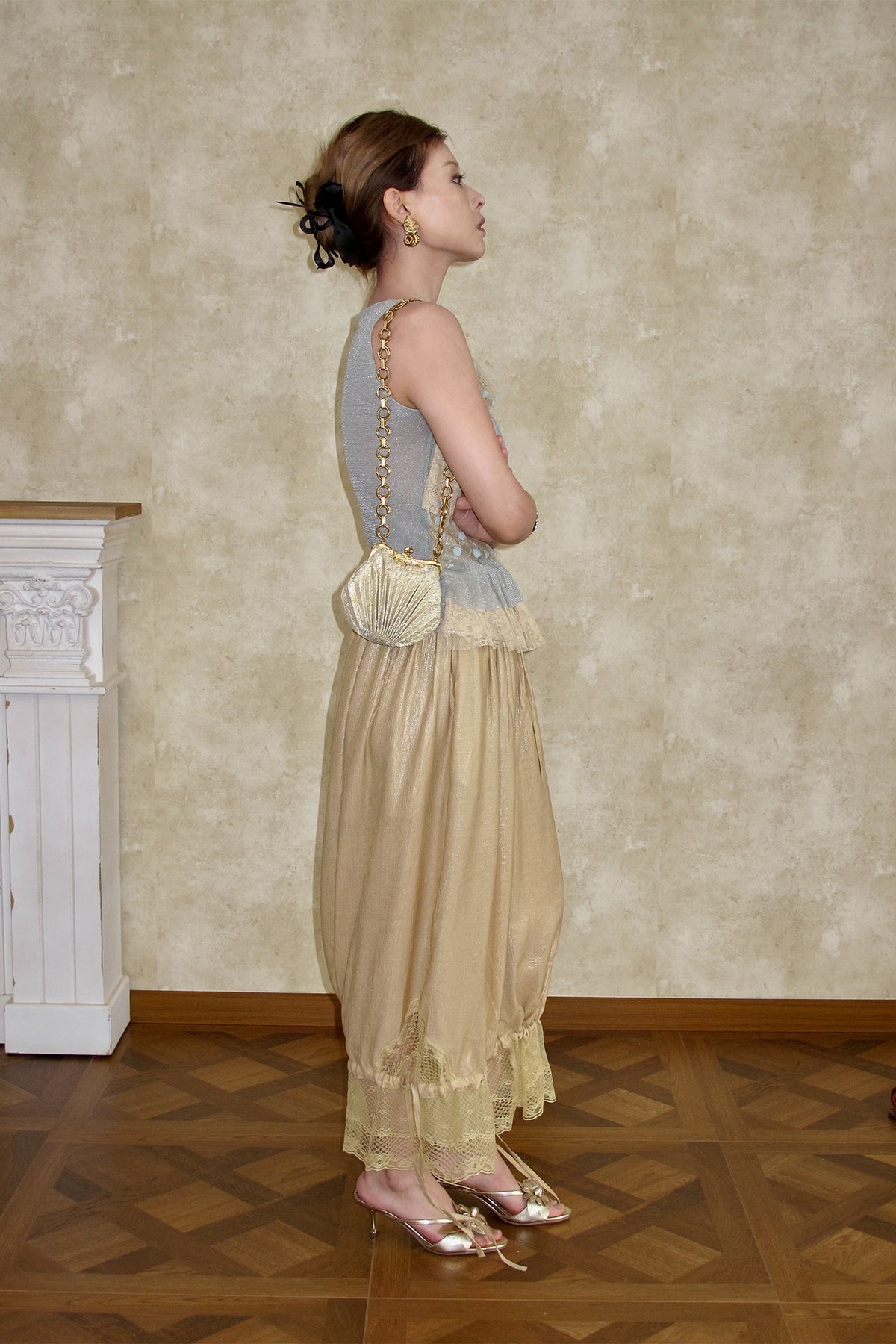 ANNIE ARMOR Lace-Trim Drawstring Balloon Pants