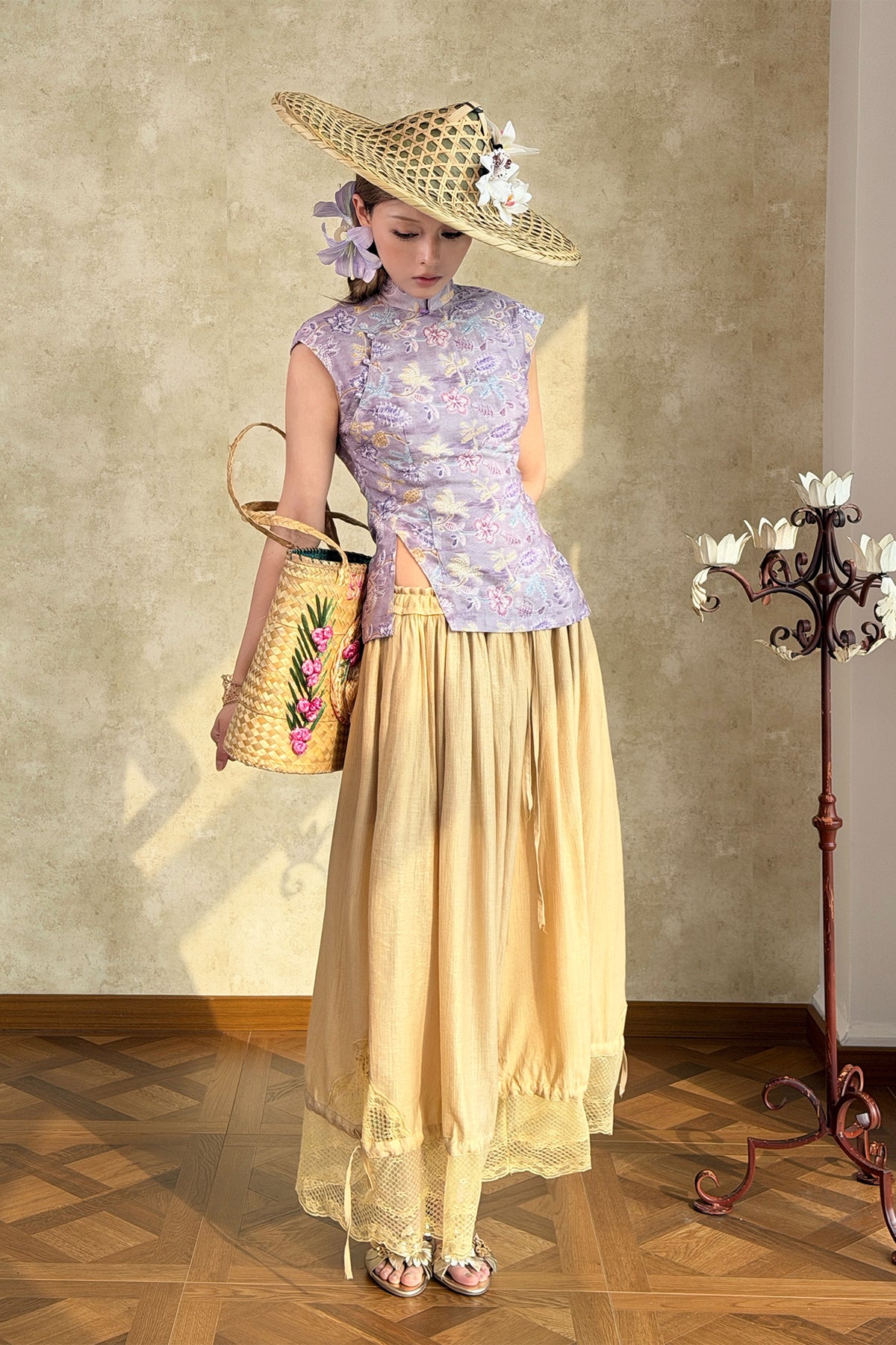 ANNIE ARMOR Lace-Trim Drawstring Balloon Pants