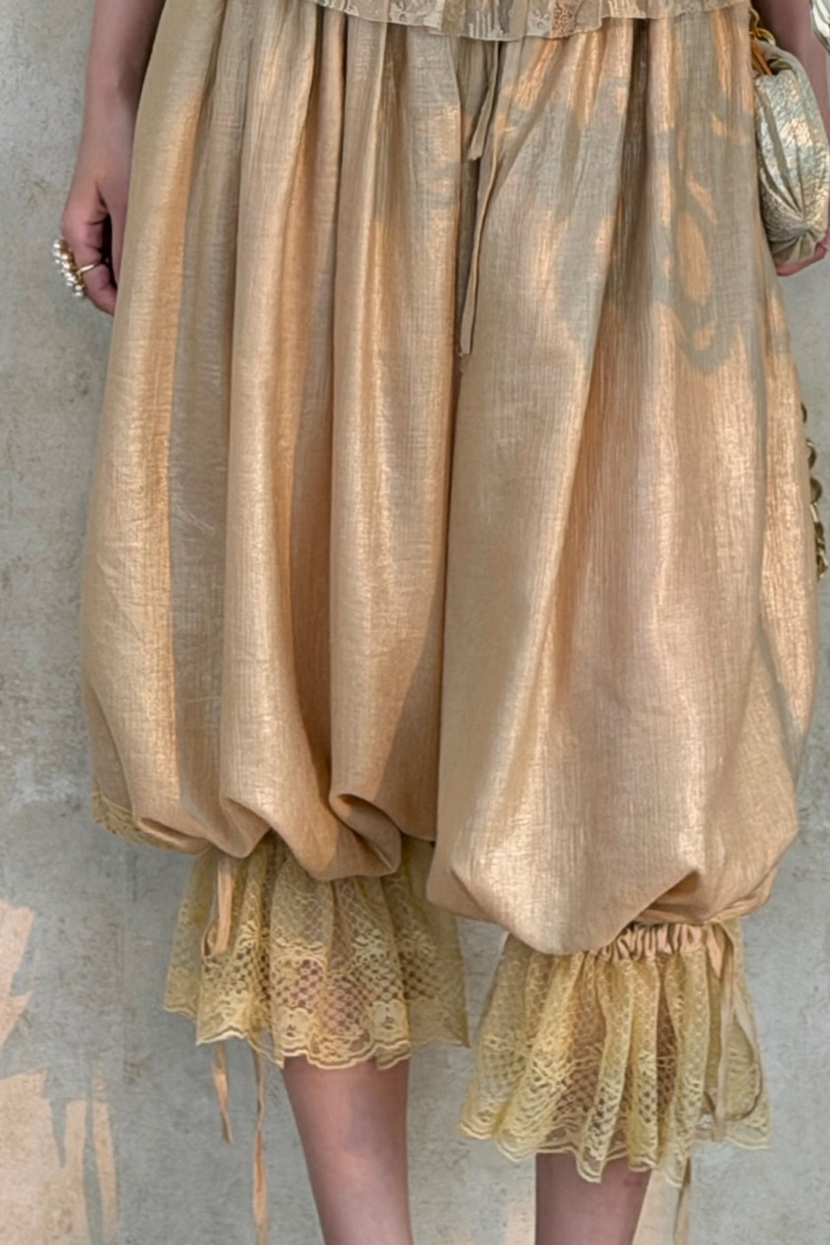 ANNIE ARMOR Lace-Trim Drawstring Balloon Pants