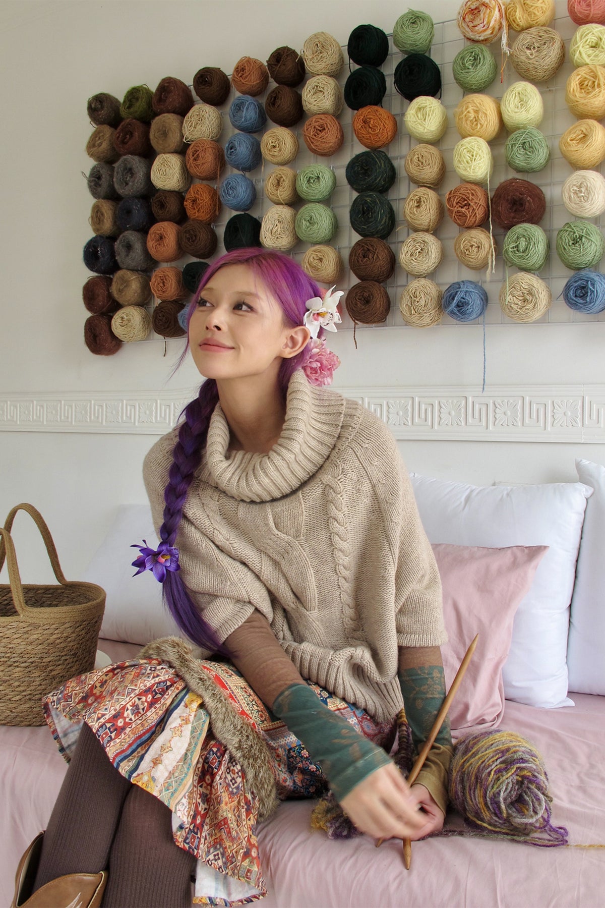 ANNIE ARMOR Cable-Knit Merino Wool Oversized Cape Sweater