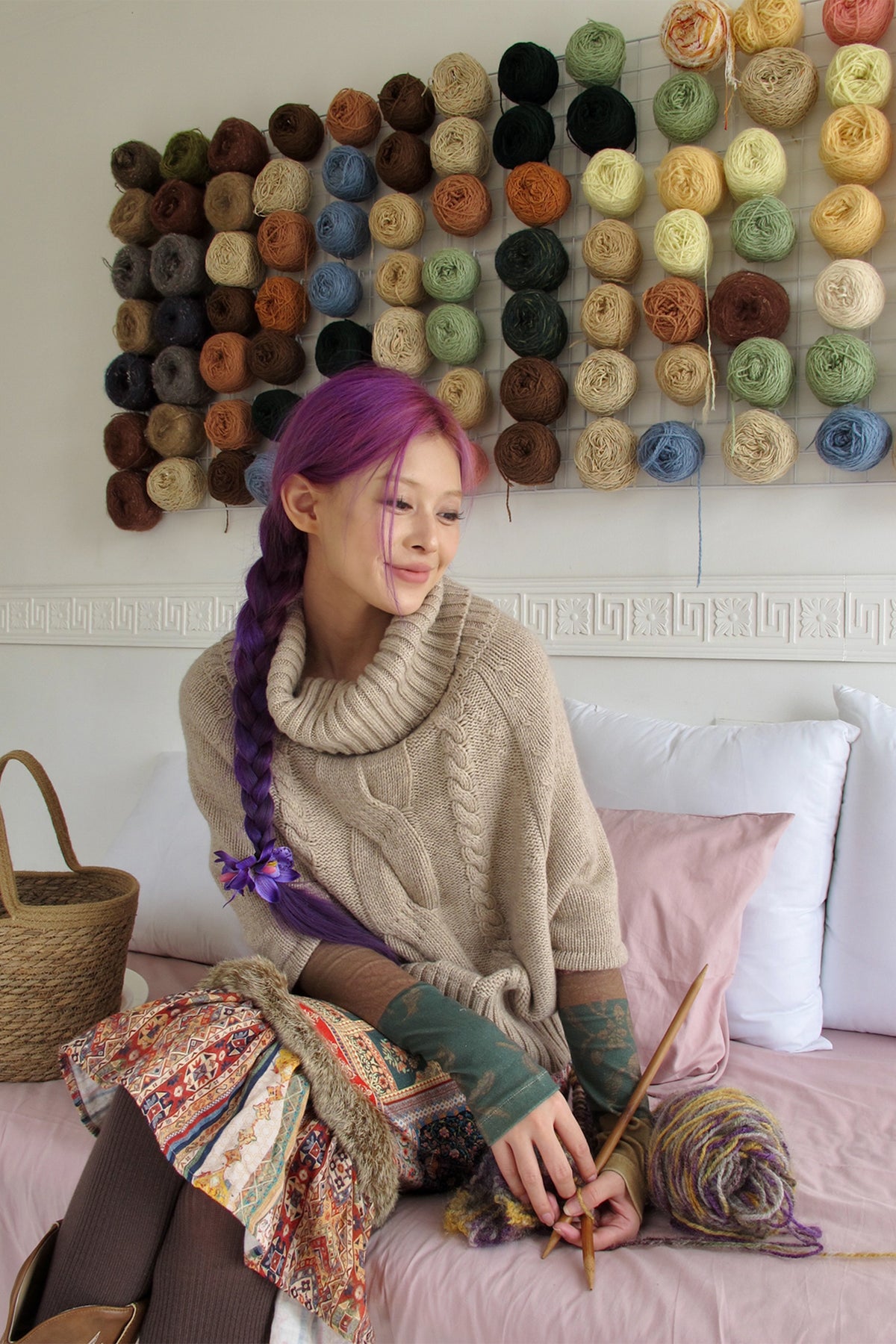 ANNIE ARMOR Cable-Knit Merino Wool Oversized Cape Sweater