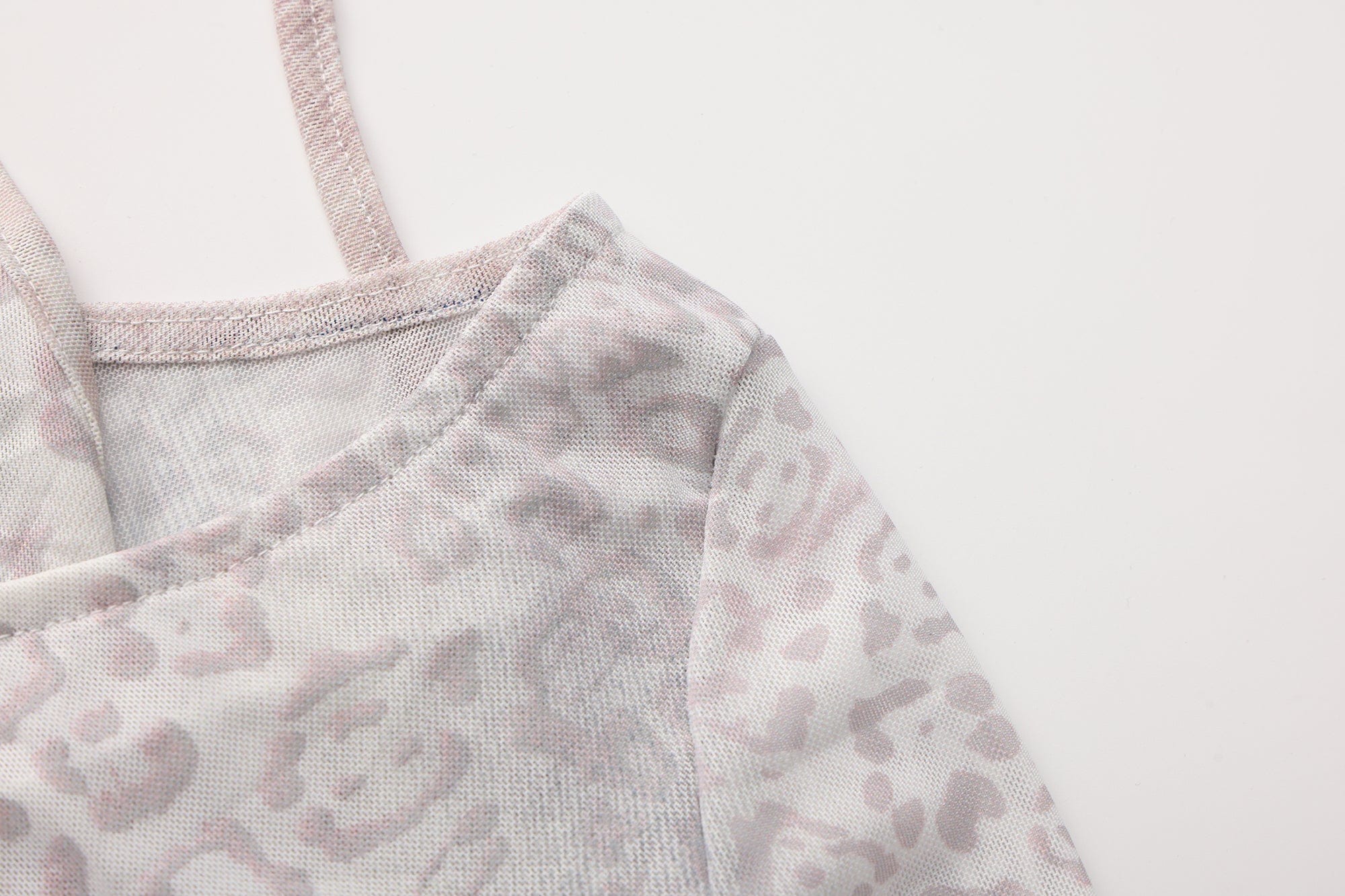 FAYCHUI Layered Leopard Mesh Long Sleeve Top