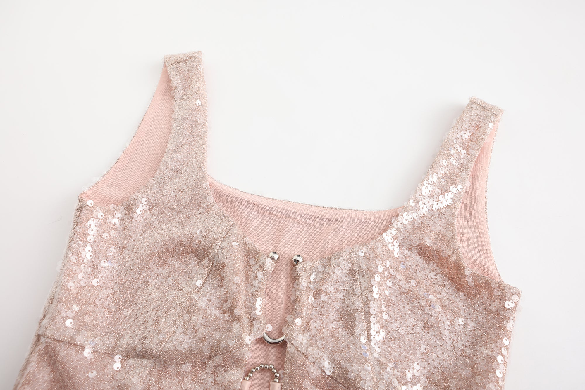 JIUWU PARK Sequin Lace-Up Hardware Tank Top