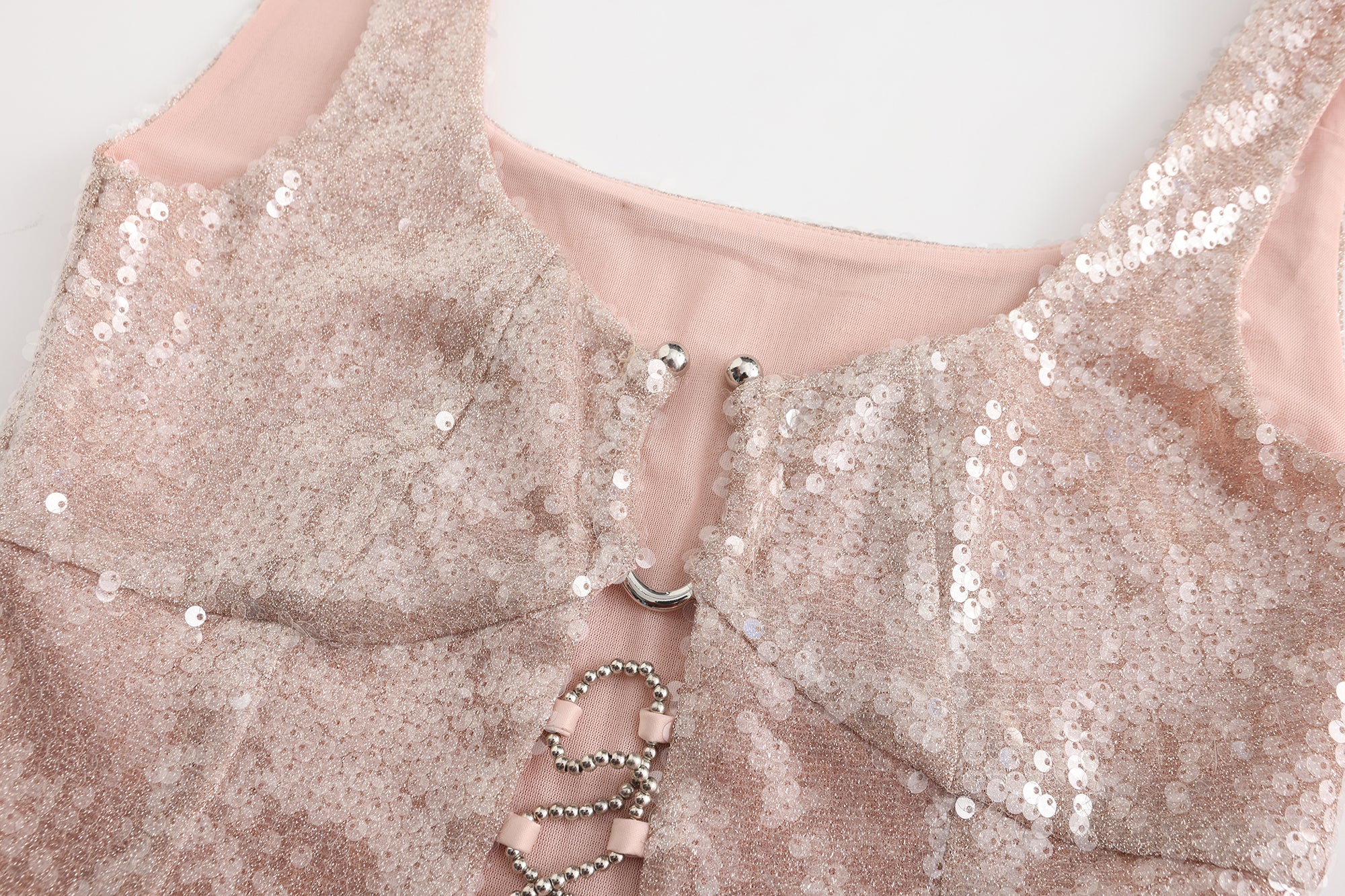 JIUWU PARK Sequin Lace-Up Hardware Tank Top