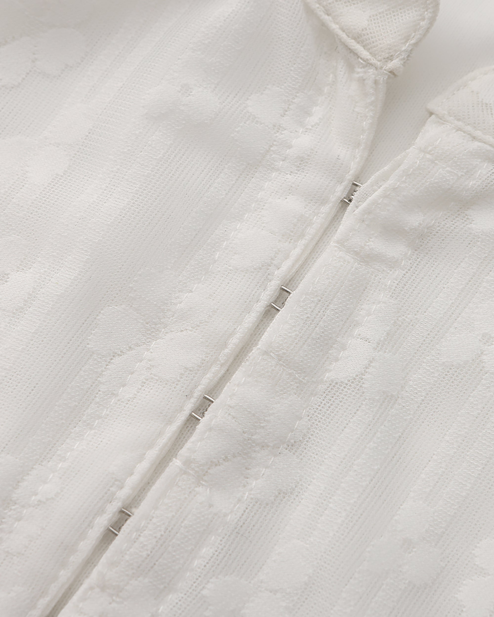 JIUWU PARK Lace Puff Sleeve Fitted Cardigan