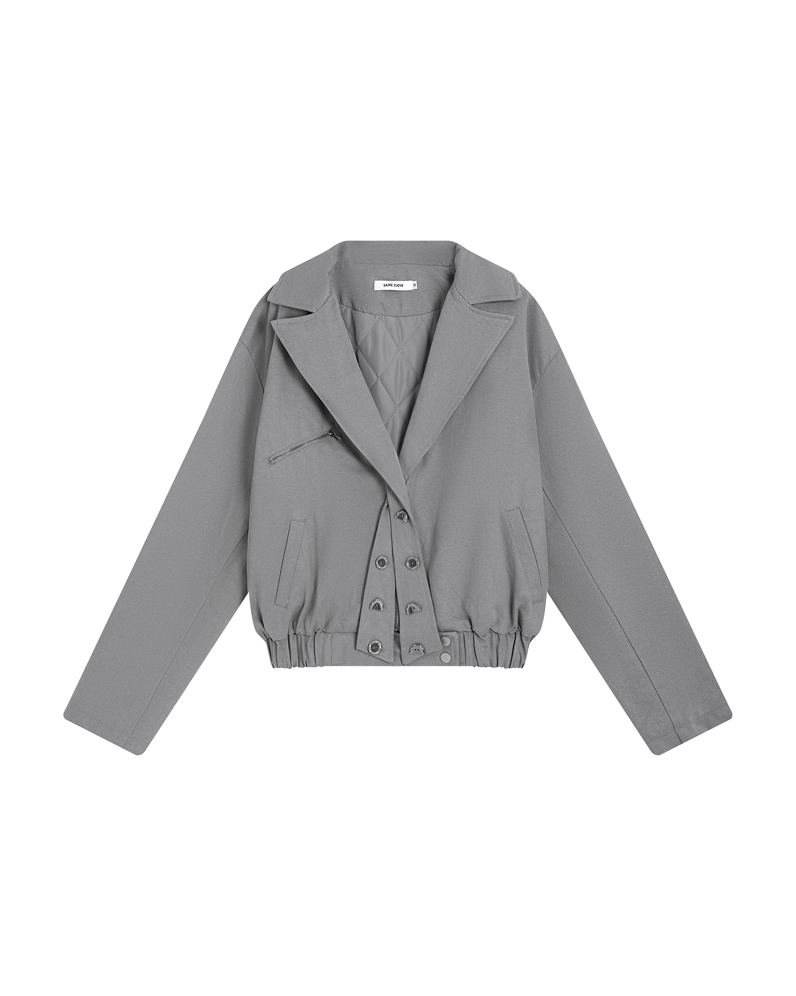 SAME FLOW Twisted Button Placket Lapel Collar Jacket