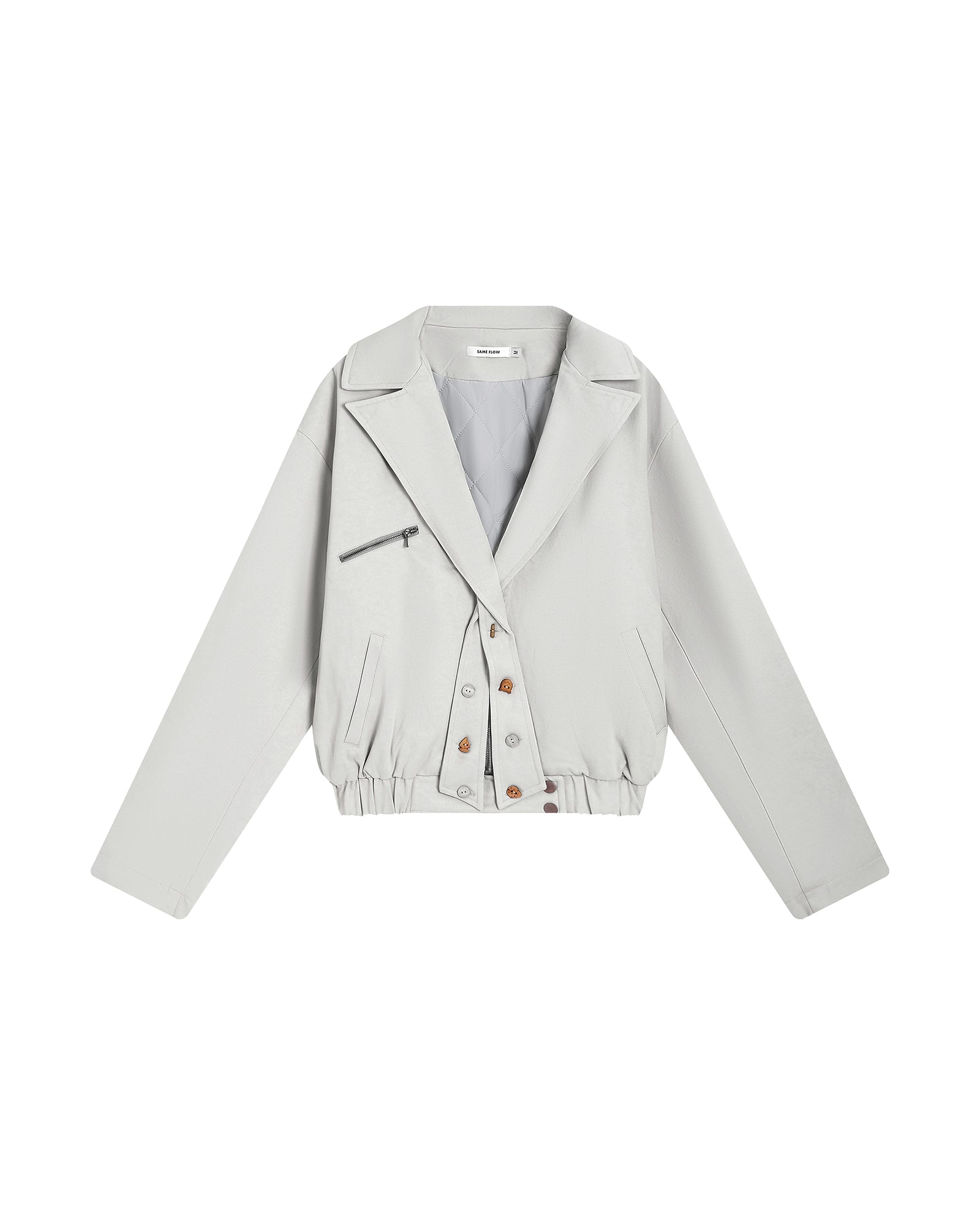 SAME FLOW Twisted Button Placket Lapel Collar Jacket