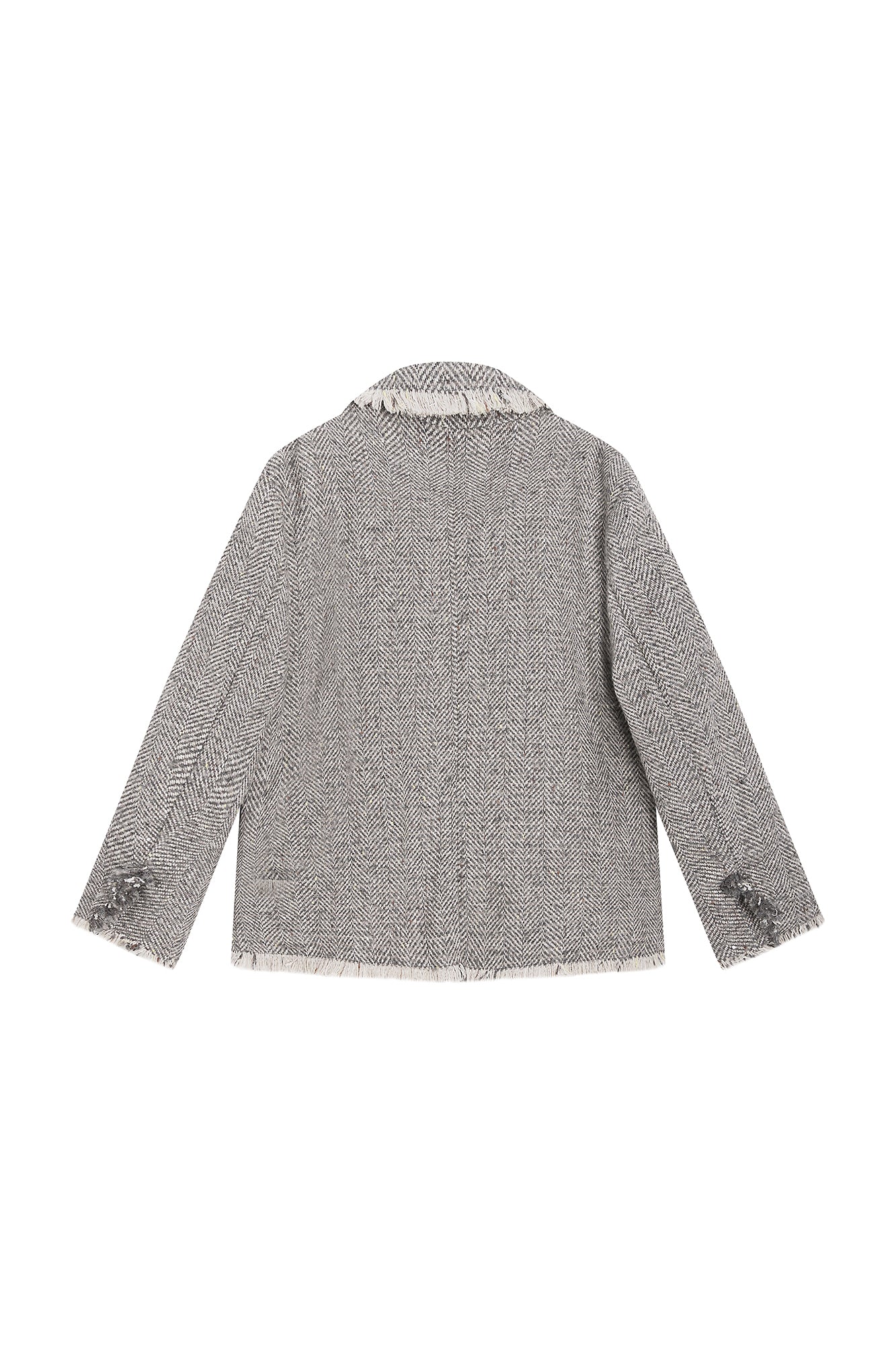 SAME FLOW Frayed Herringbone Insulated Wool-Blend Blazer