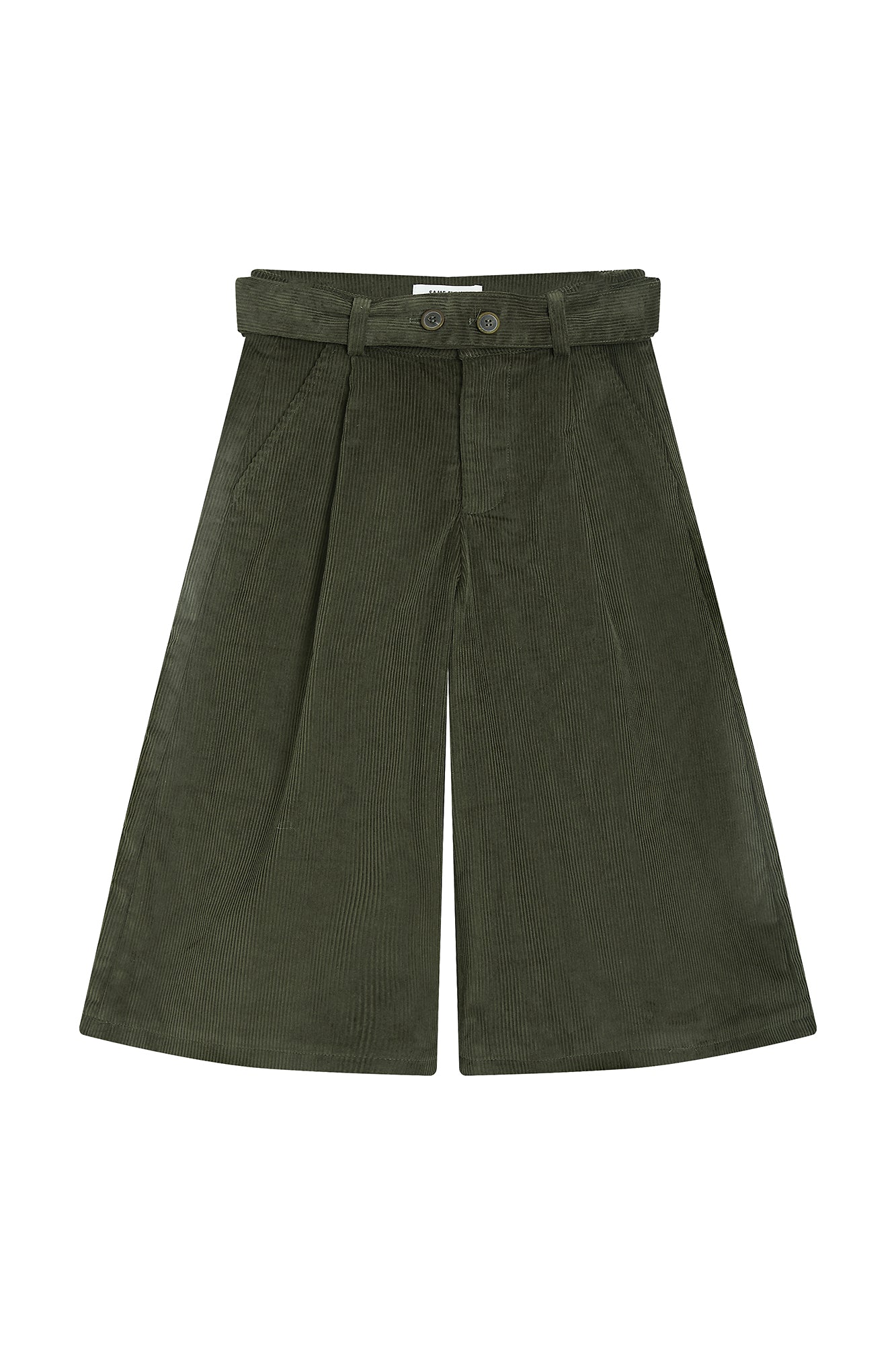 SAME FLOW Pleated Belted Corduroy Culotte Pants