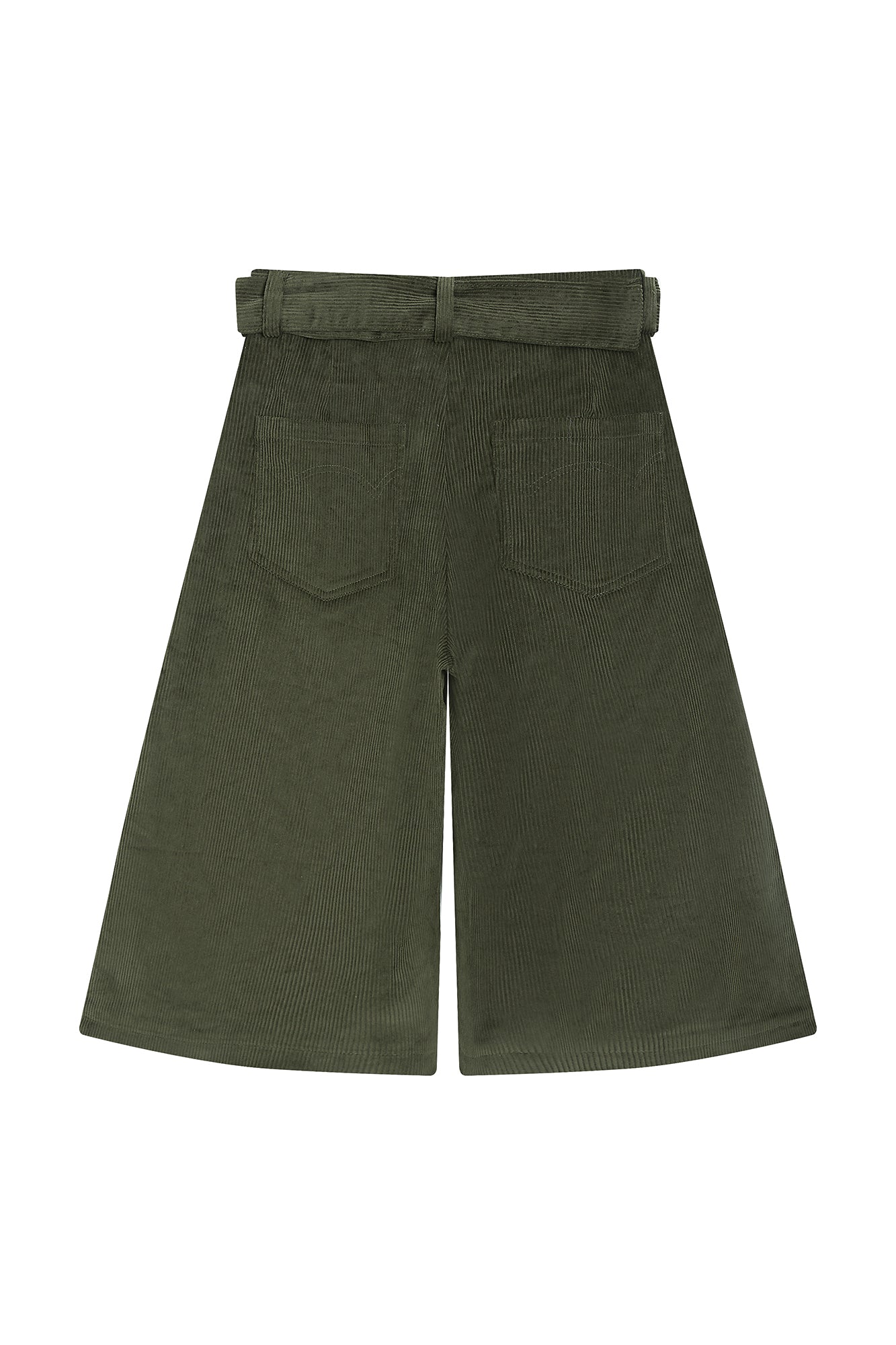 SAME FLOW Pleated Belted Corduroy Culotte Pants