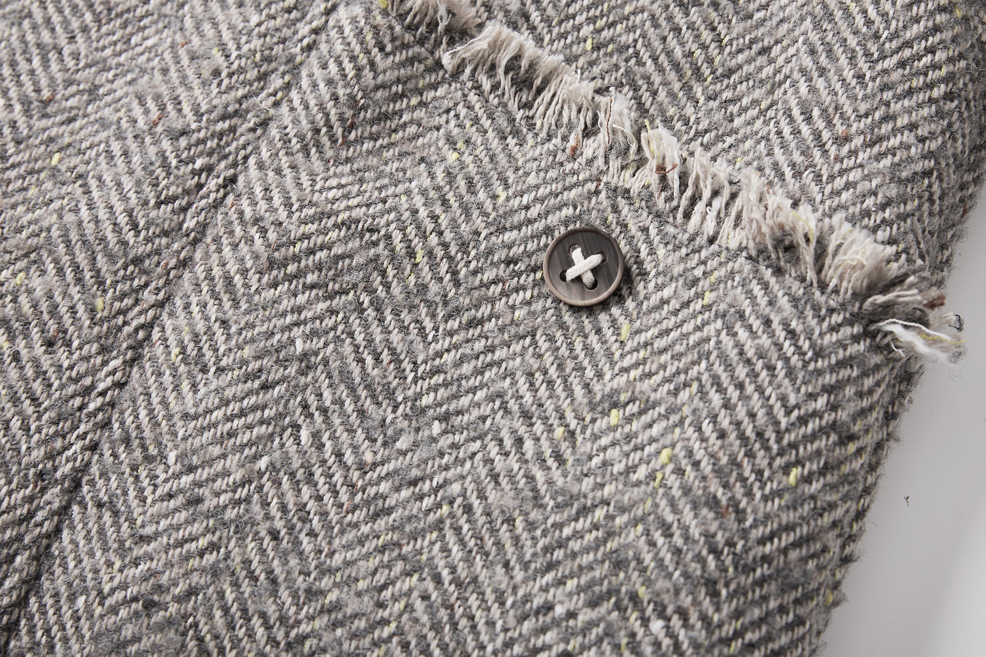 SAME FLOW Frayed Herringbone Insulated Wool-Blend Blazer