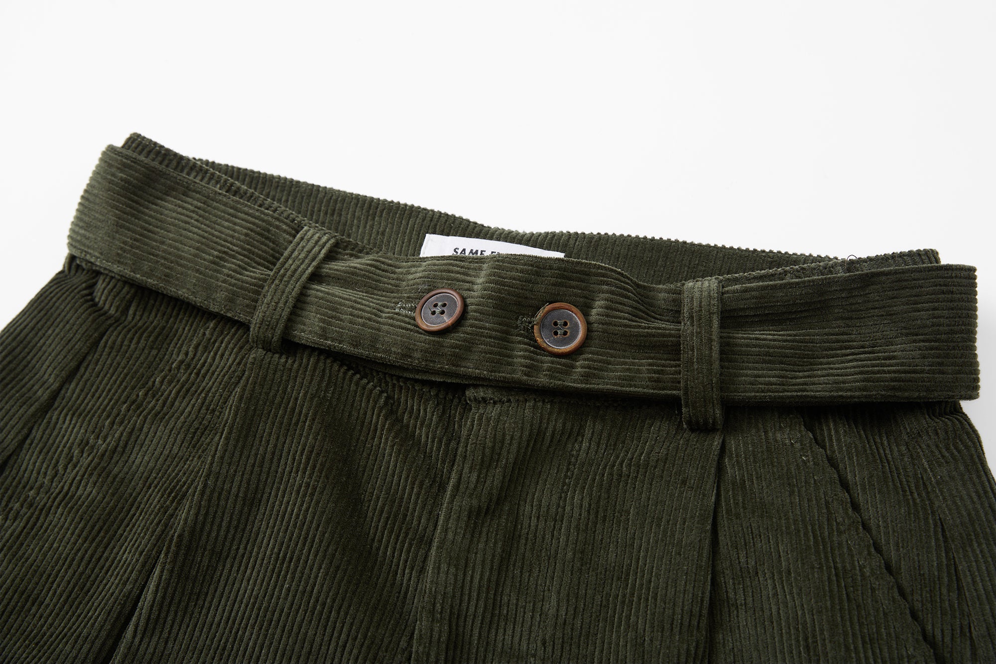SAME FLOW Pleated Belted Corduroy Culotte Pants
