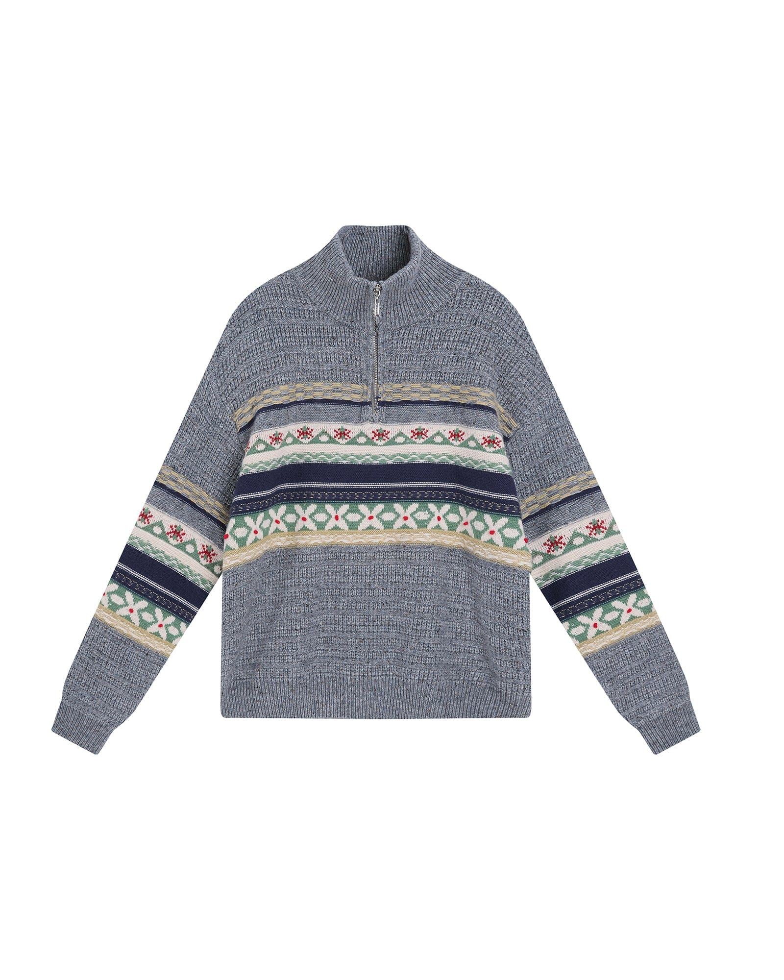 SAME FLOW Fair Isle Half-Zip Oversized Sweater