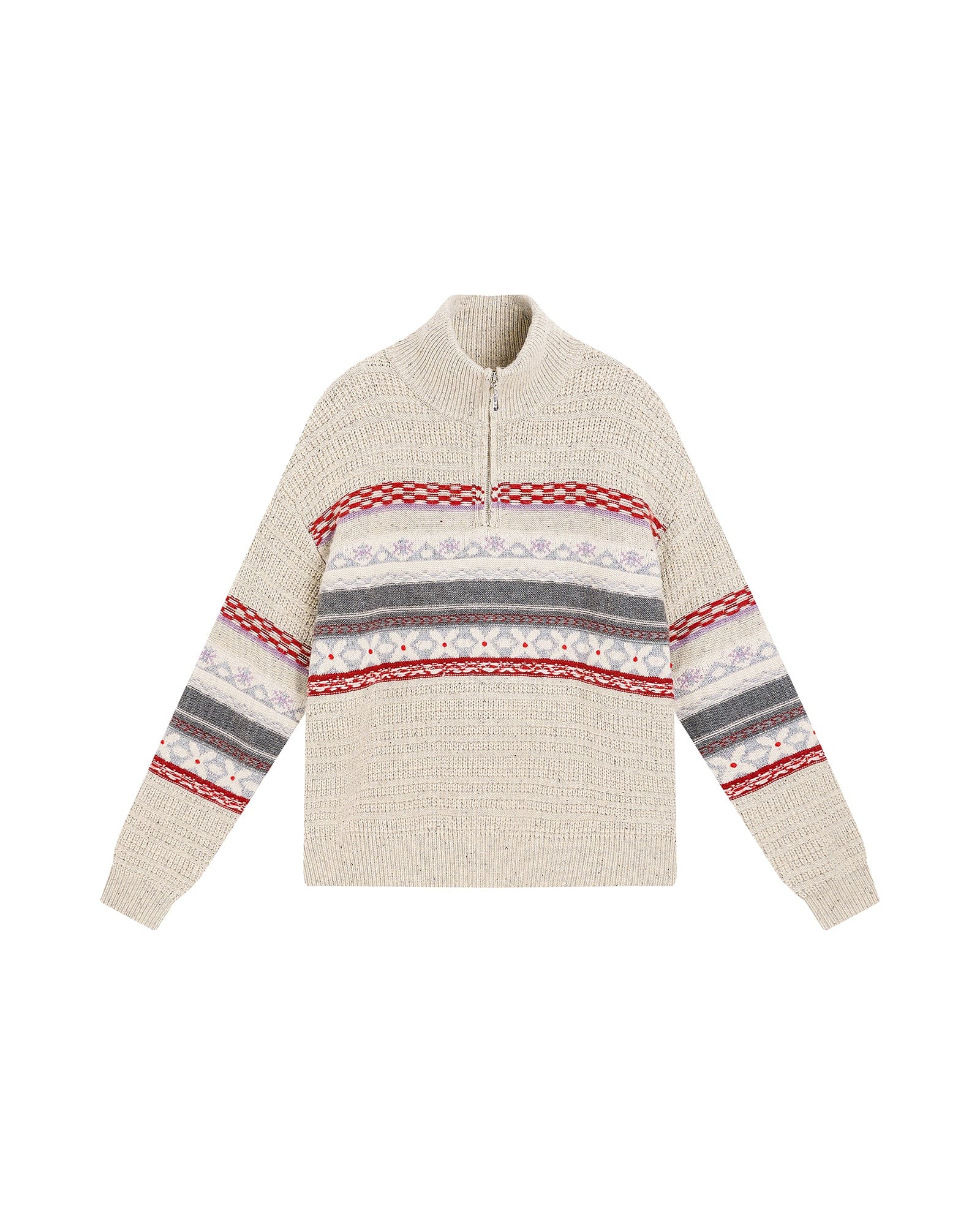 SAME FLOW Fair Isle Half-Zip Oversized Sweater