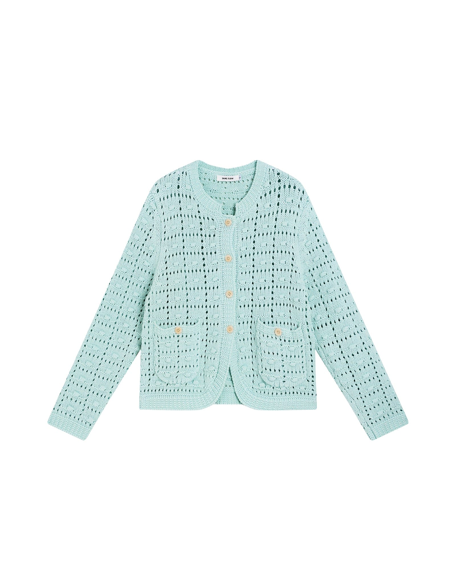 SAME FLOW Hollow Woven Bubble Knit Cardigan