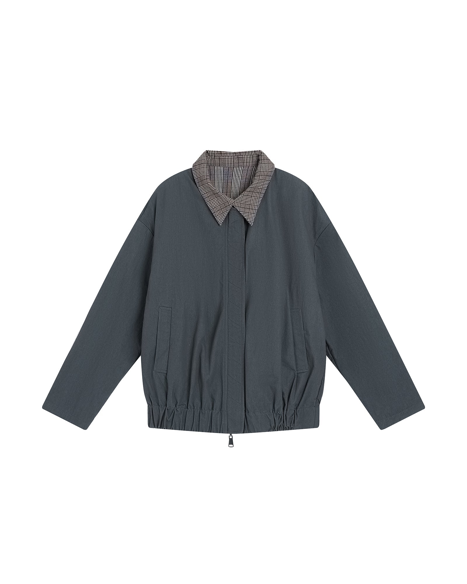 SAME FLOW Retro Reversible Plaid Layered Jacket