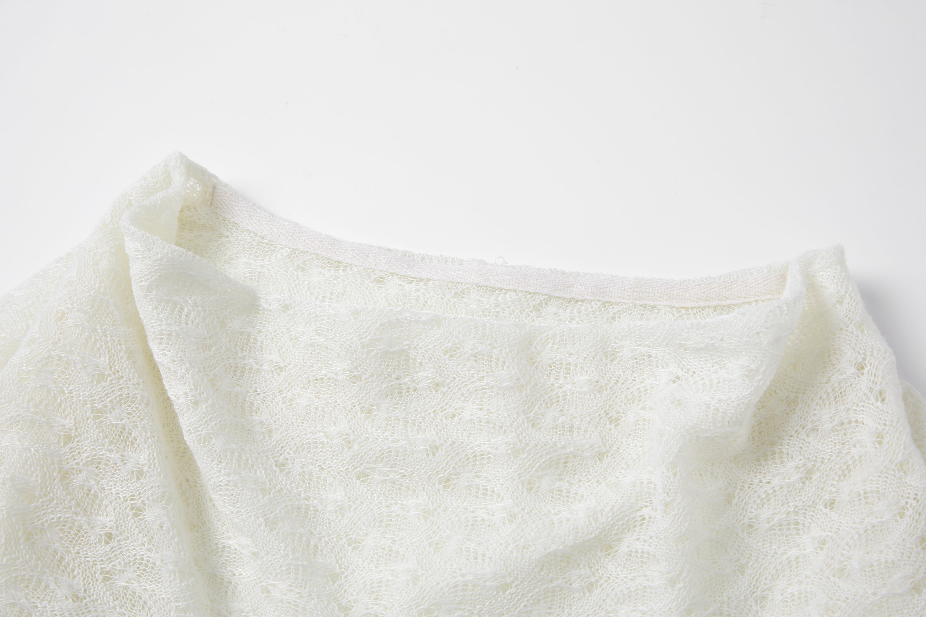 SAME FLOW Sheer Foldover Knit Top