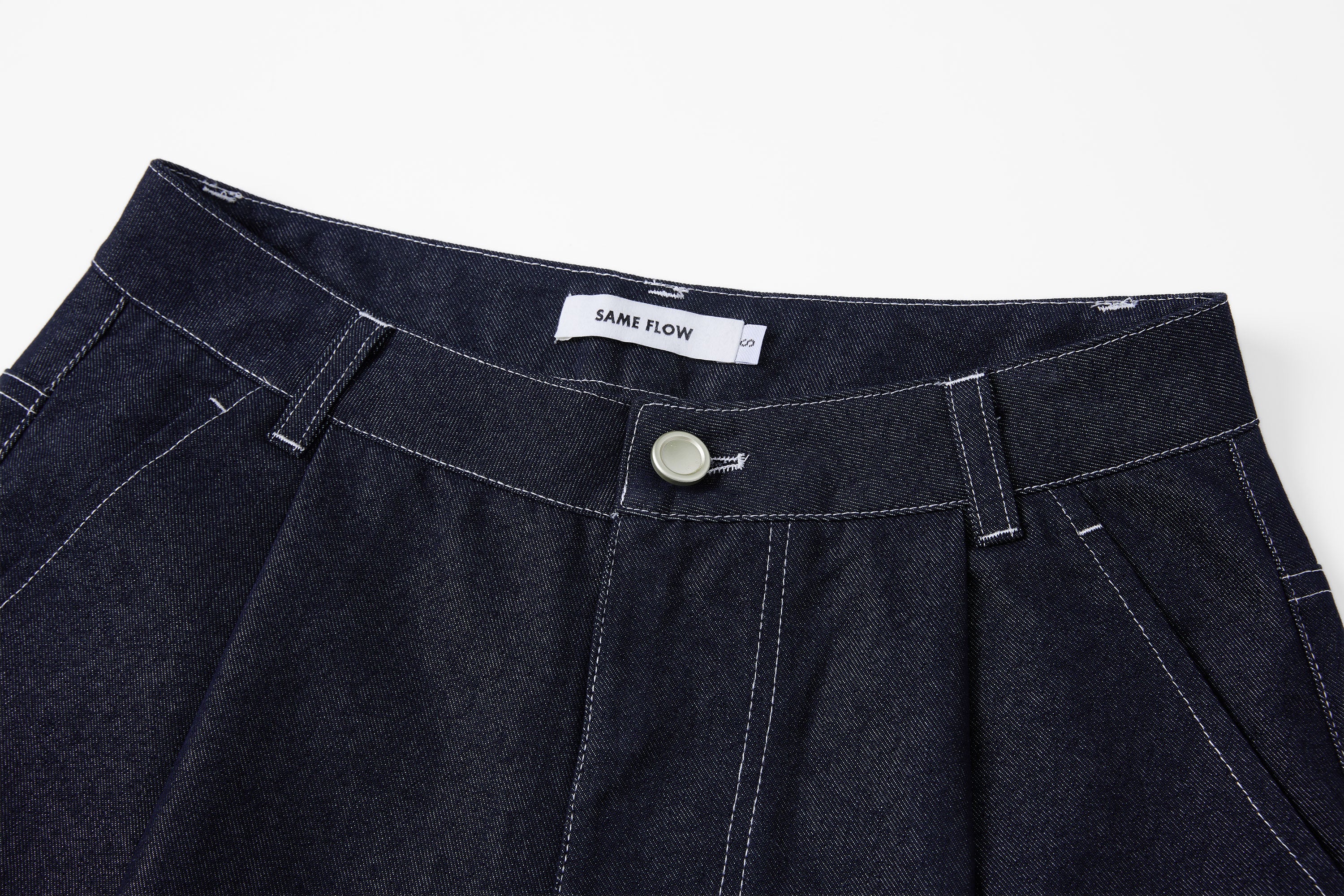 SAME FLOW Lace-Hem Denim Shorts