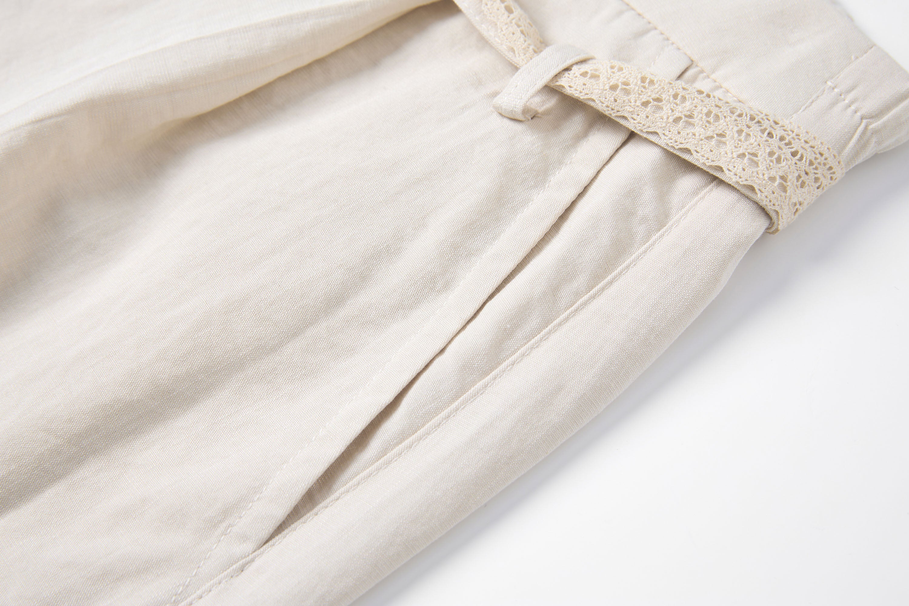 SAME FLOW Lace-Trim Wide-Leg Pants