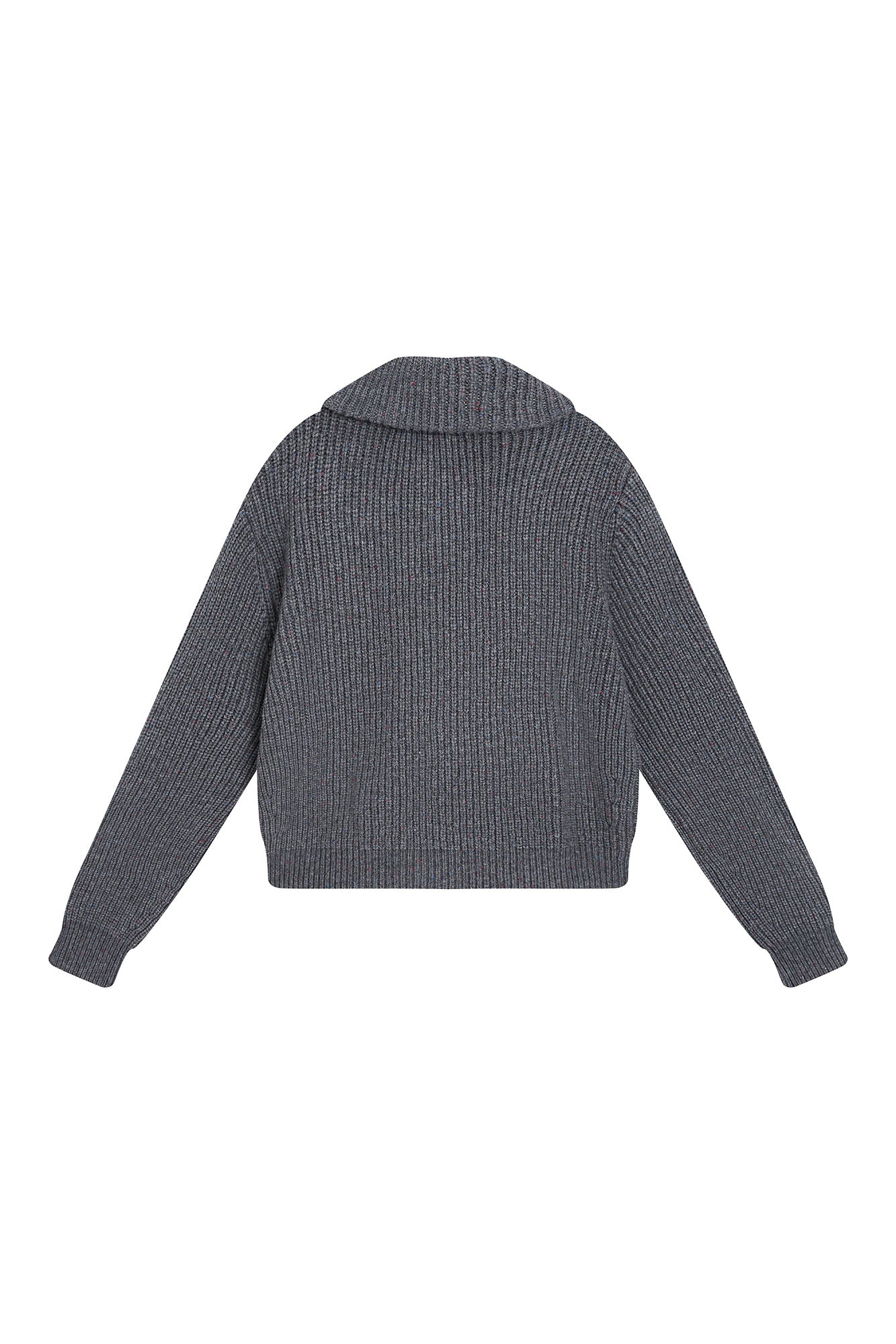 SAME FLOW Ribbed Oversized Polo Zip-Up Cardigan